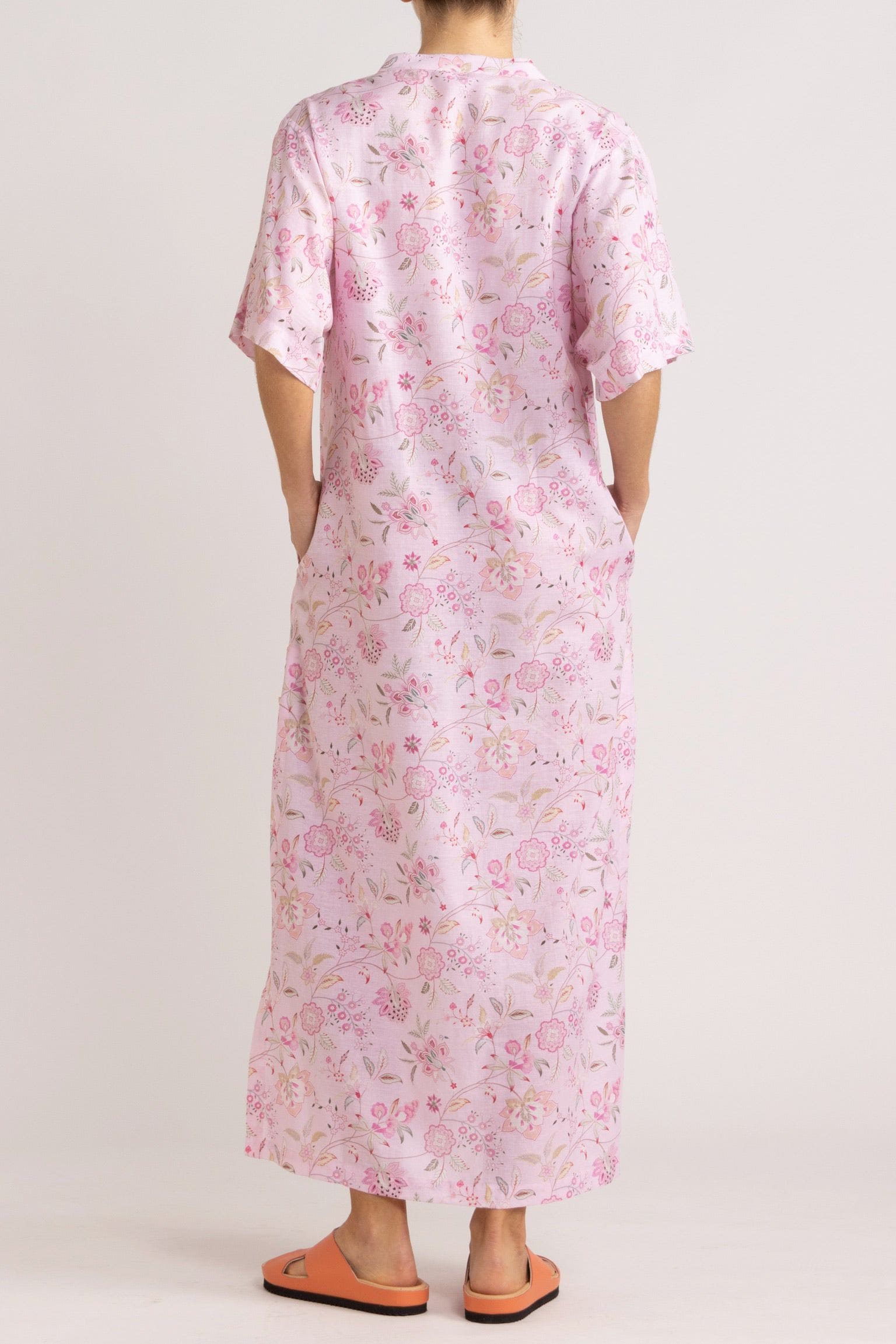 Harlow Pink Floral Cotton-Linen Dress