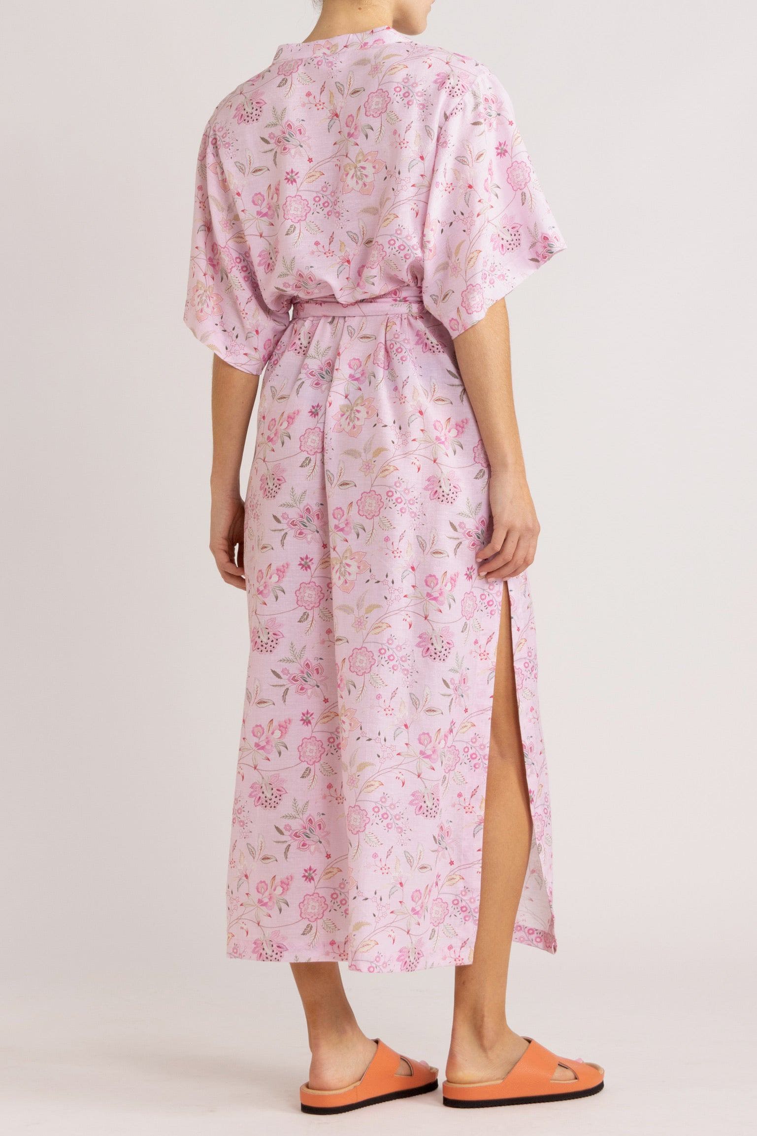Harlow Pink Floral Cotton-Linen Dress