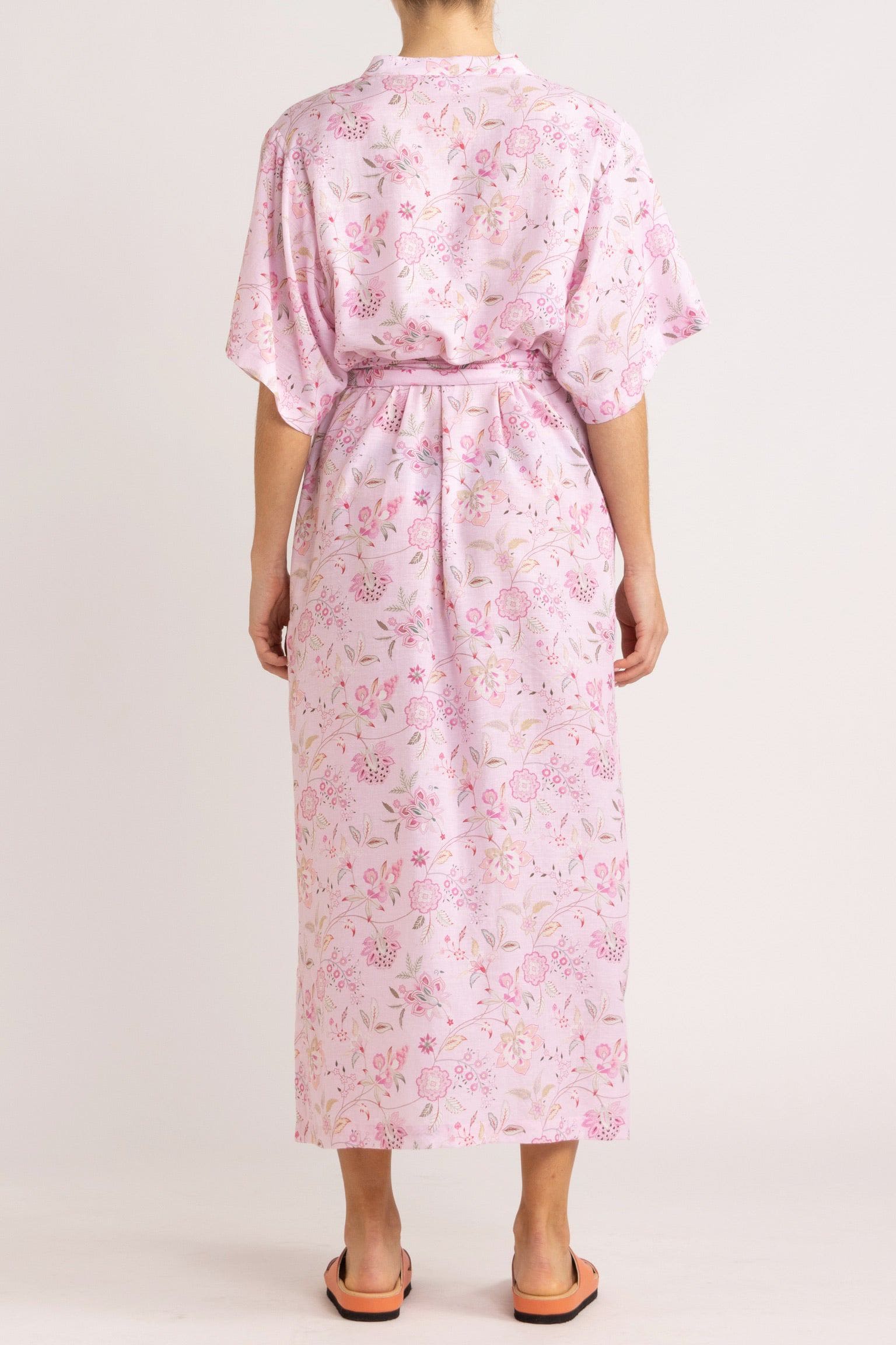 Harlow Pink Floral Cotton-Linen Dress