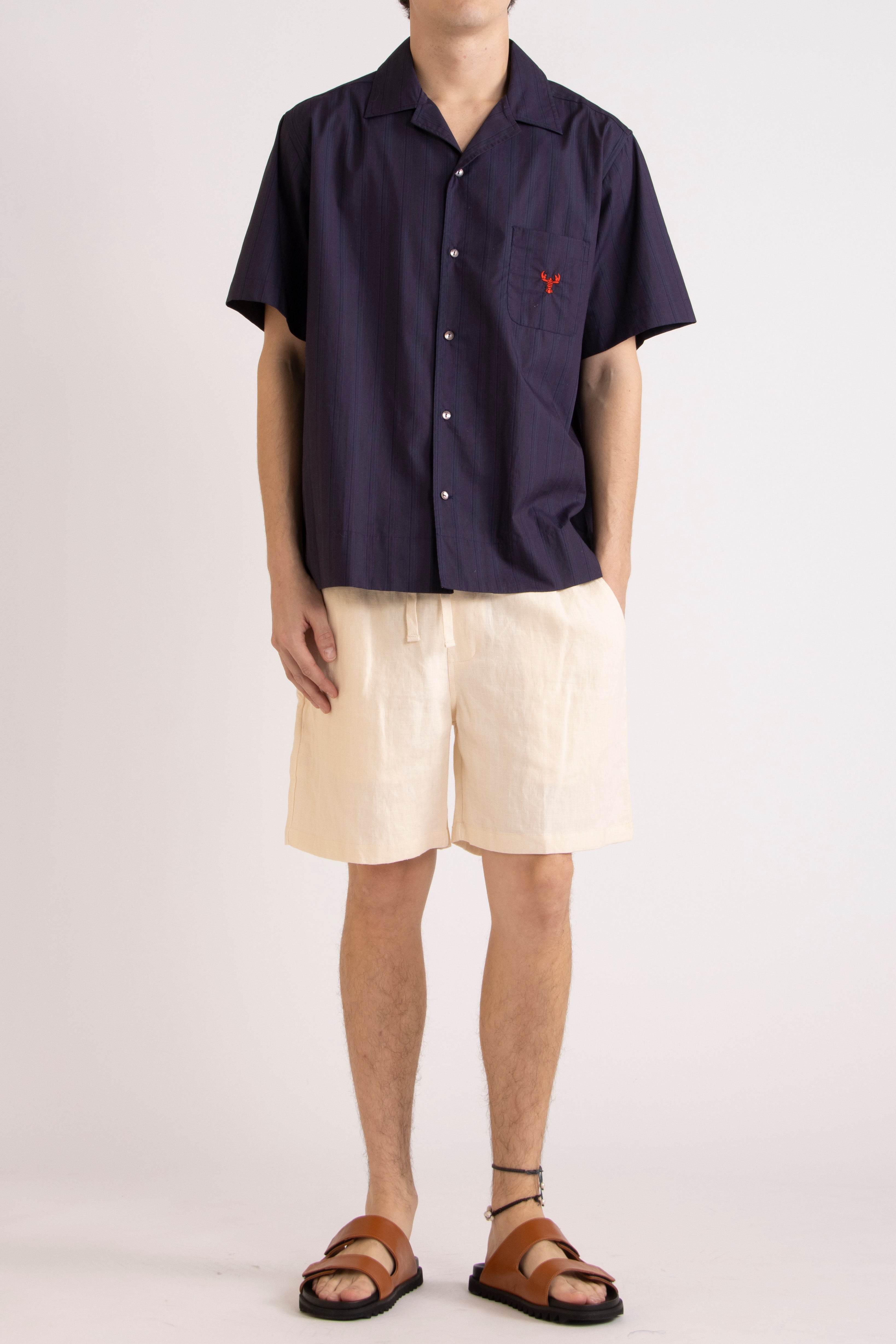 Atticus Cotton Short Sleeve Shirt with Lobster Embroidery