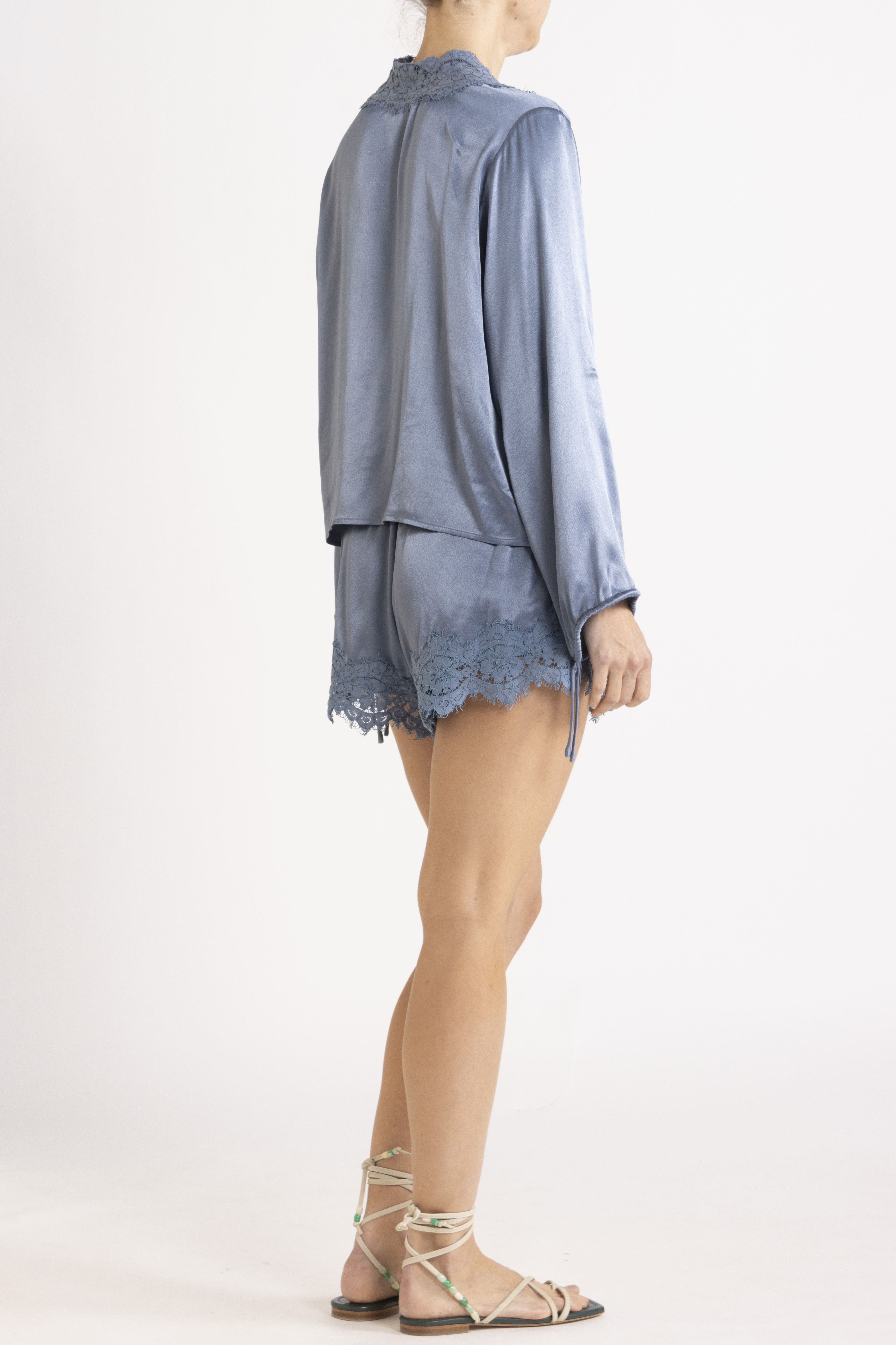 Lenny Satin Lace Long Sleeve Top