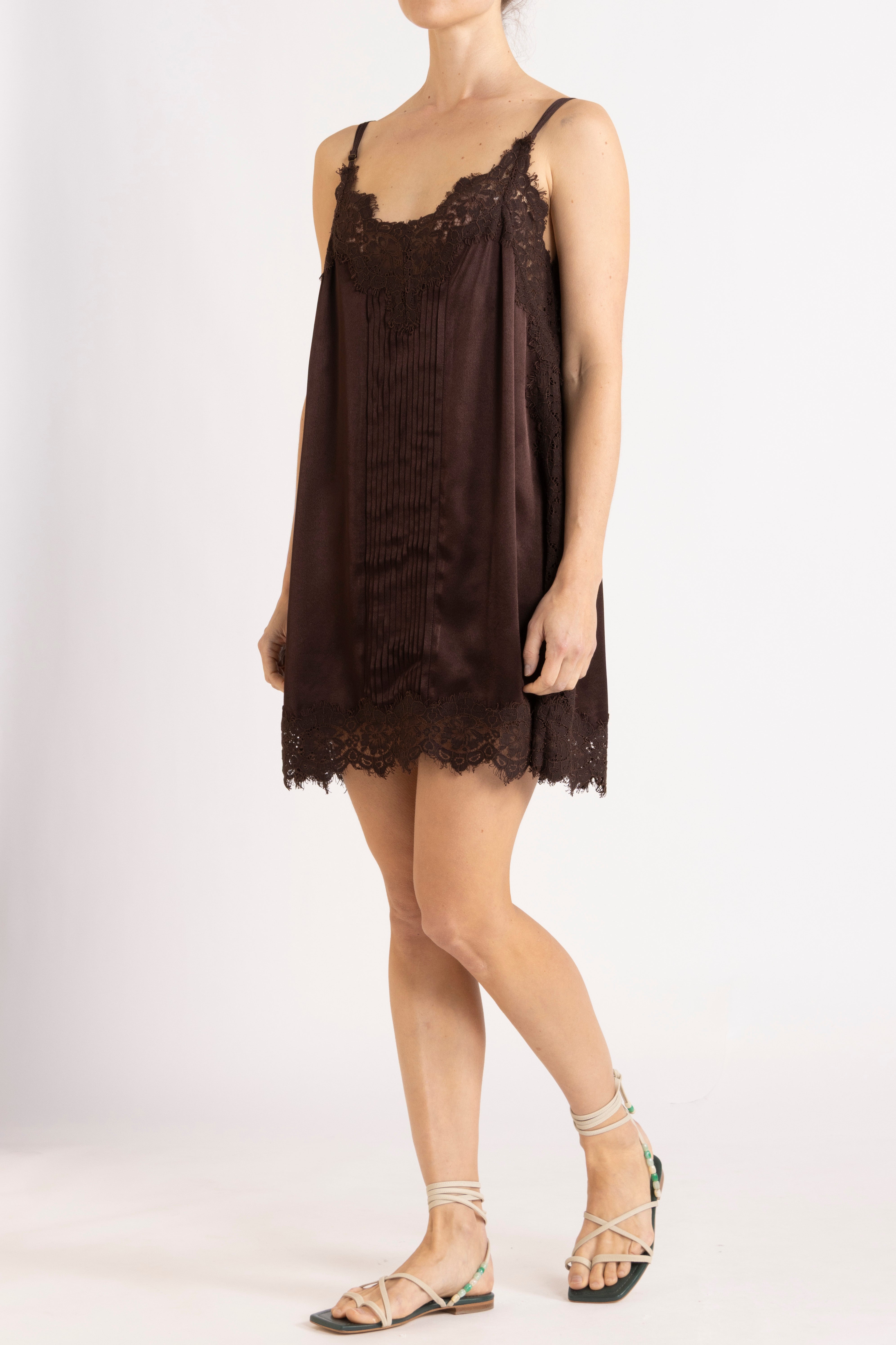 Lenny Satin Lace Short Slip Dress