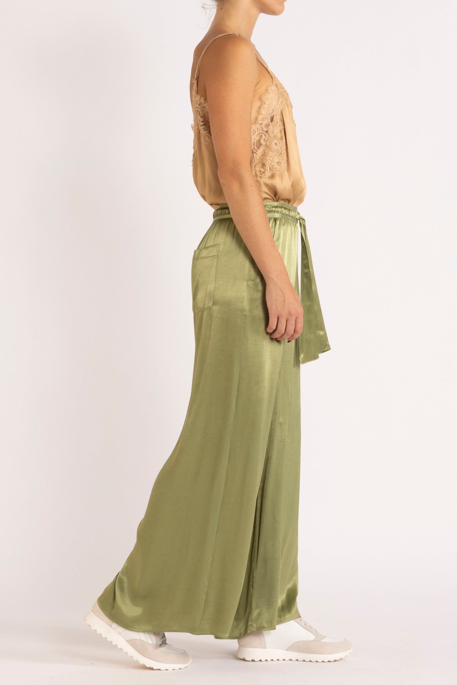 Lottie Wide-Leg Satin Pant
