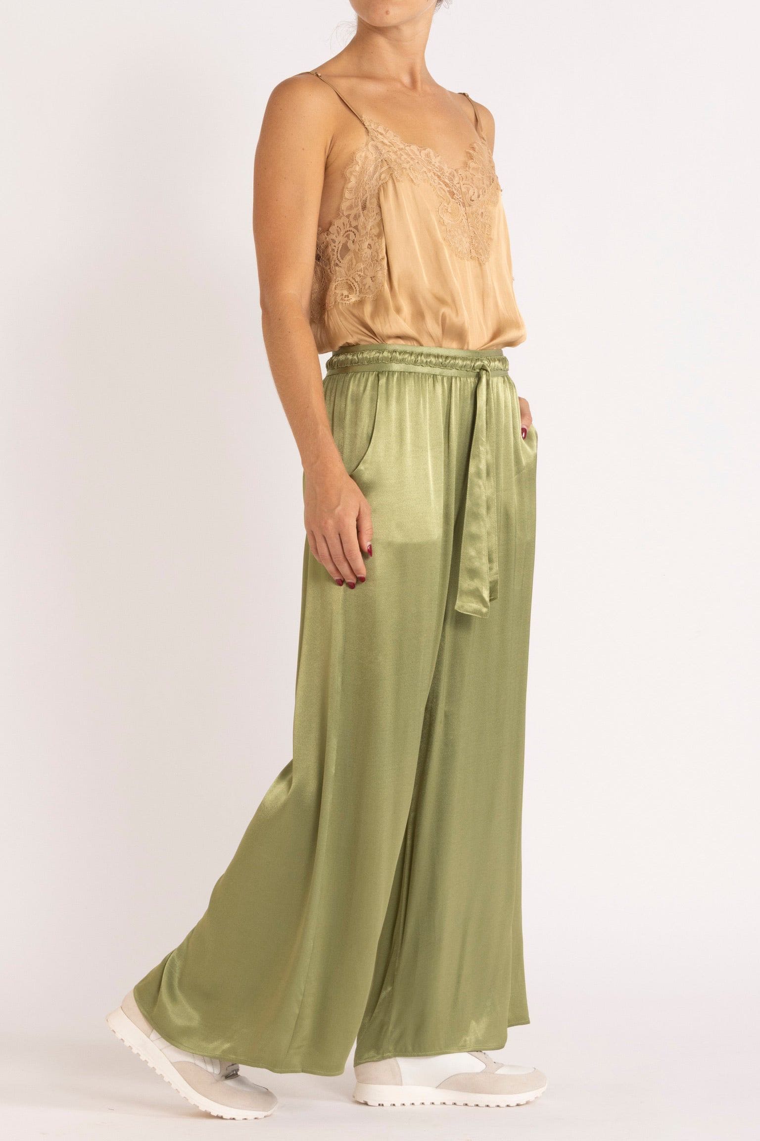 Lottie Wide-Leg Satin Pant