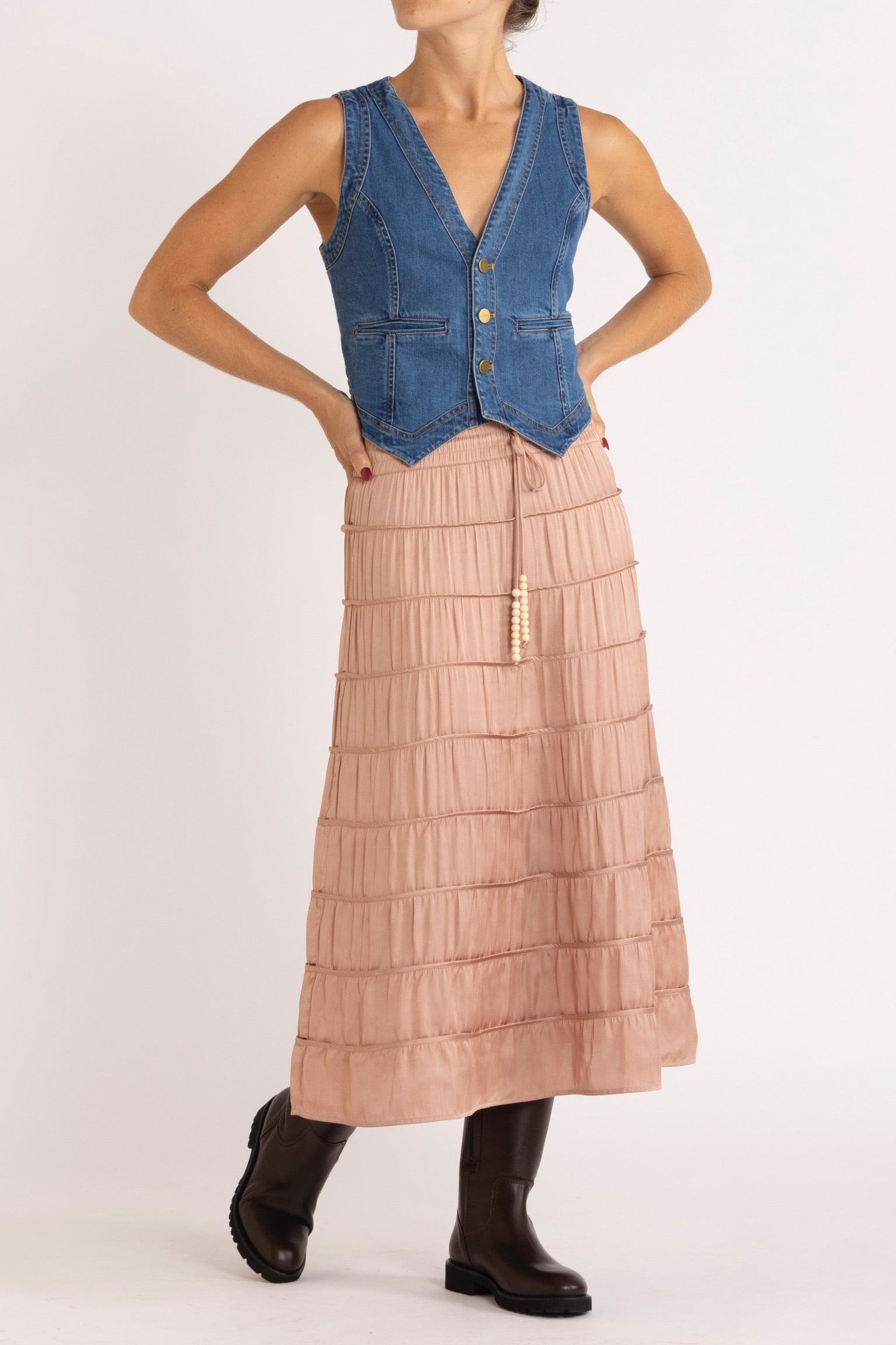 Alina Tiered Skirt Rouge Color
