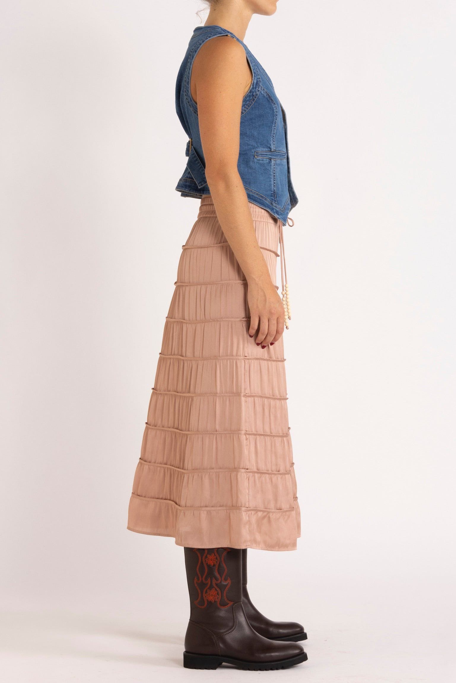 Alina Tiered Skirt Rouge