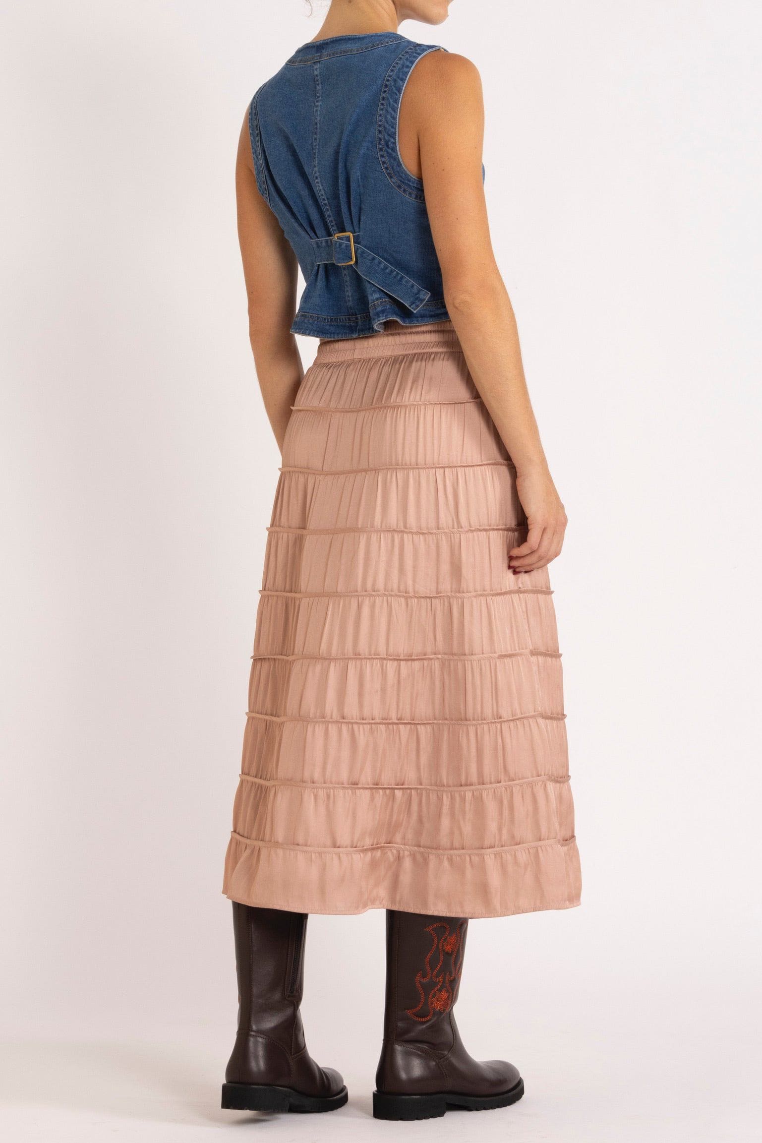 Alina Tiered Skirt Rouge Back