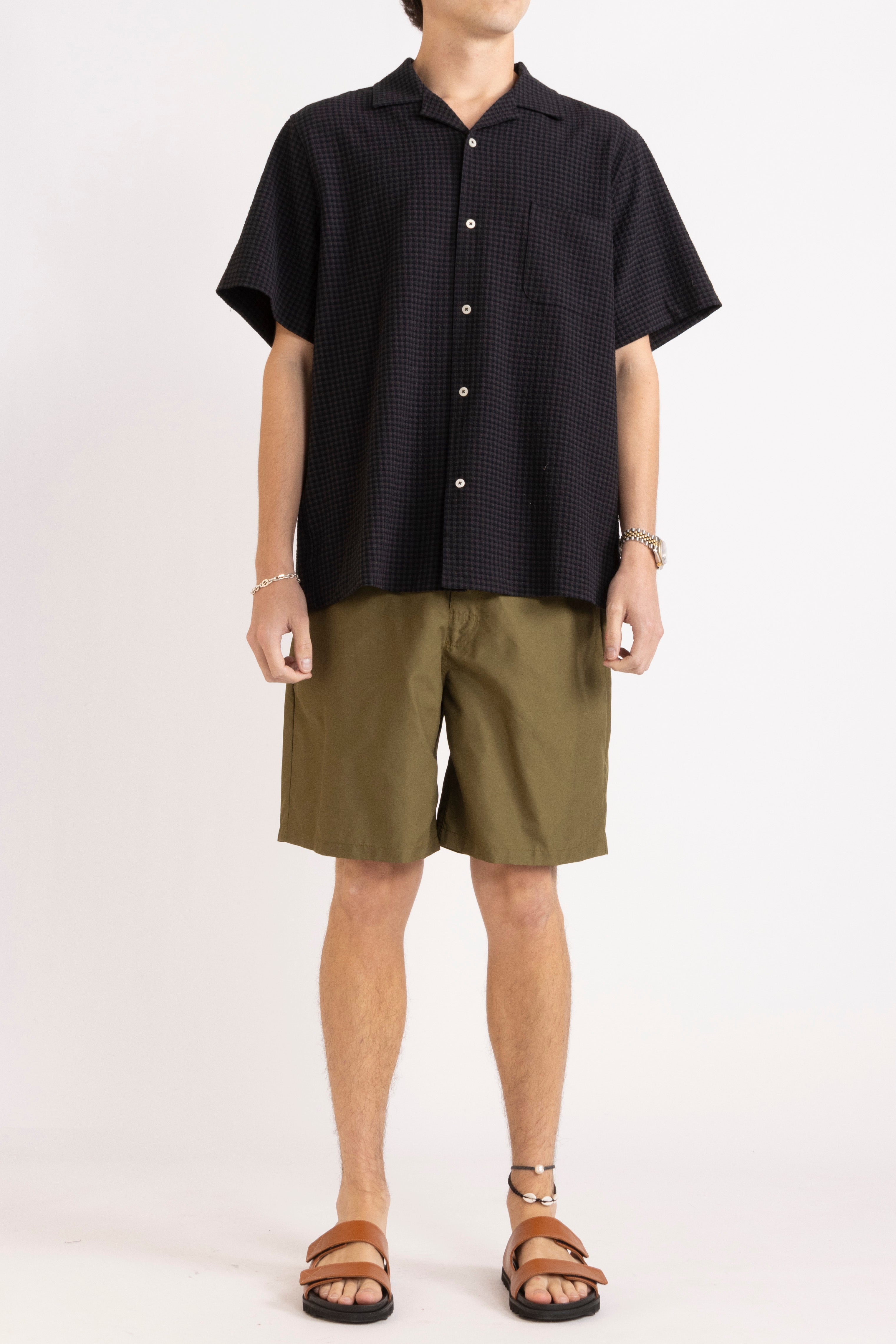 Monty Check Wool-Blend Short Sleeve Shirt