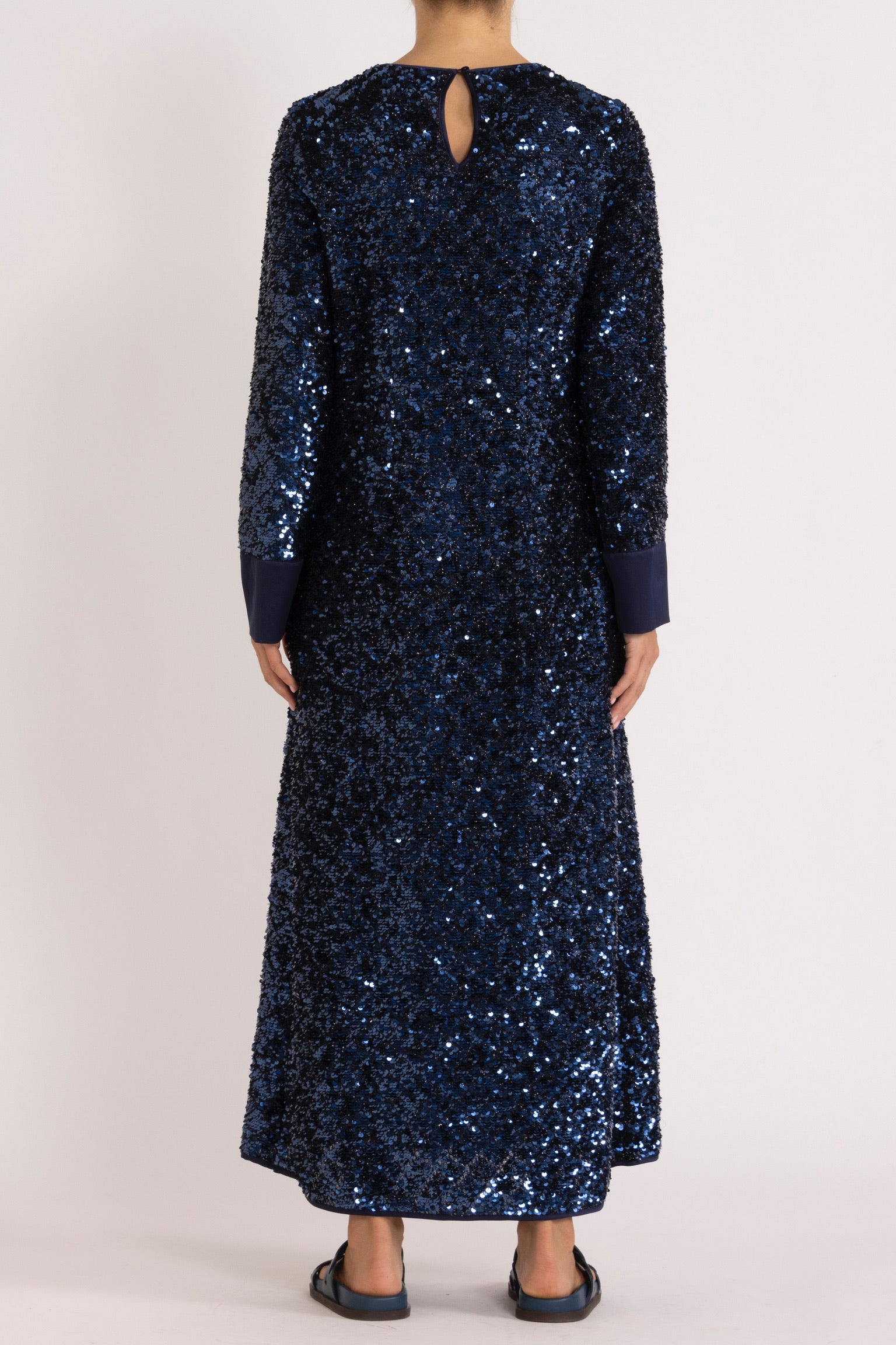 Meg Navy Sequin Long Sleeve Dress