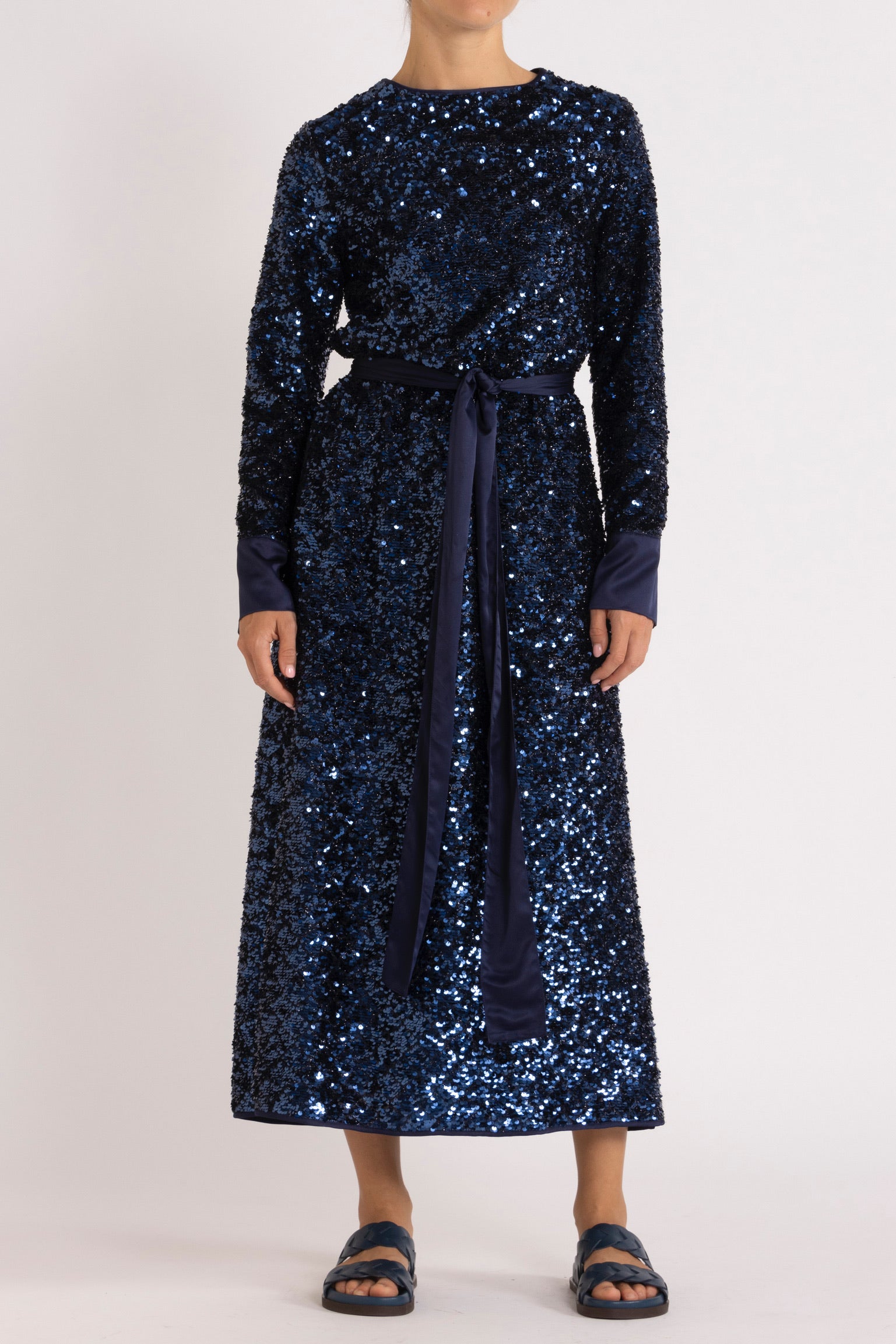 Meg Navy Sequin Long Sleeve Dress