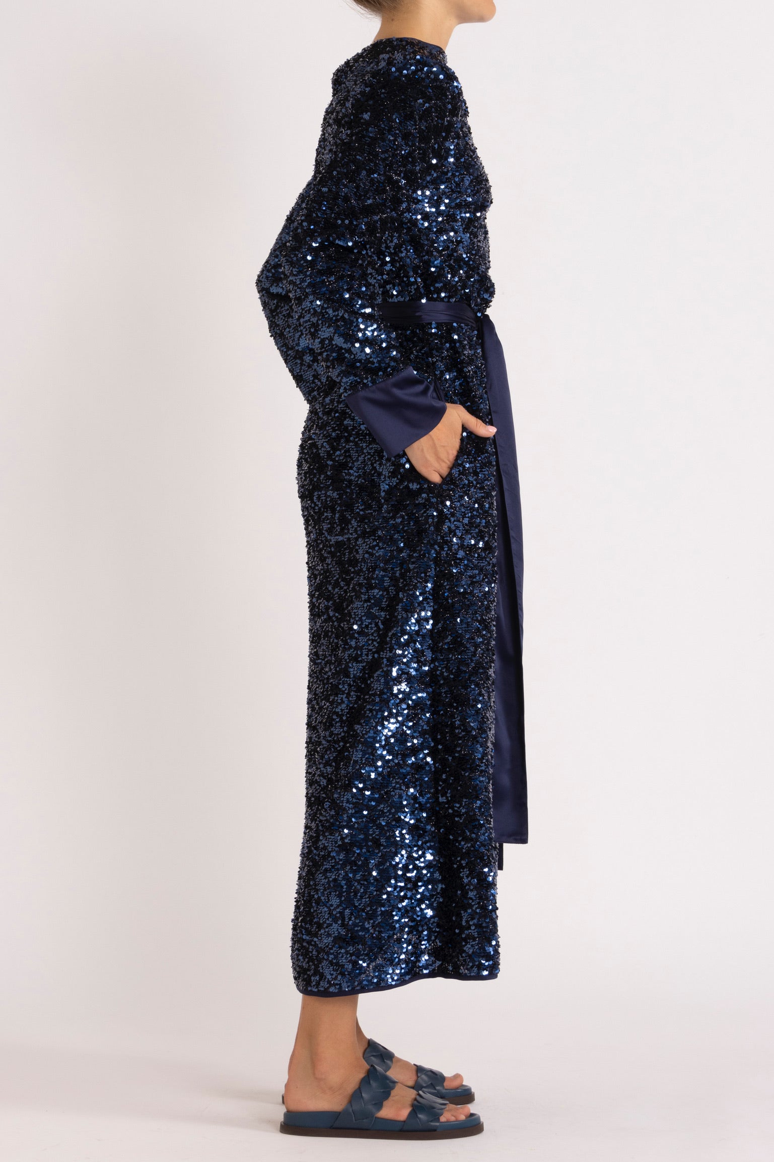 Meg Navy Sequin Long Sleeve Dress