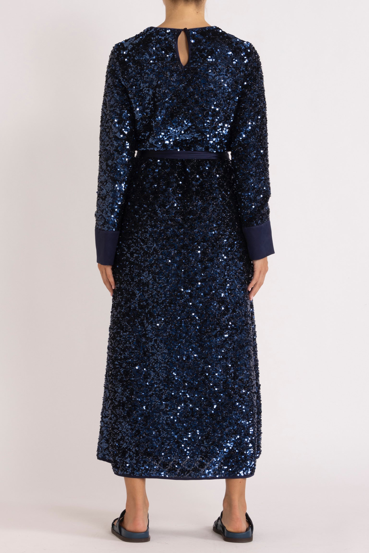 Meg Navy Sequin Long Sleeve Dress