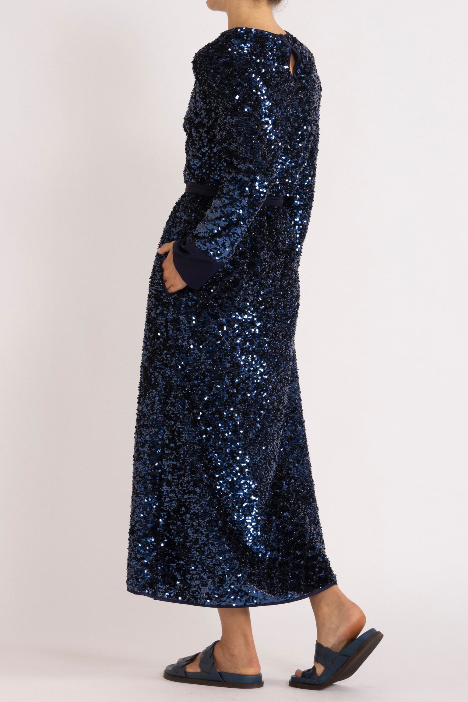 Meg Navy Sequin Long Sleeve Dress