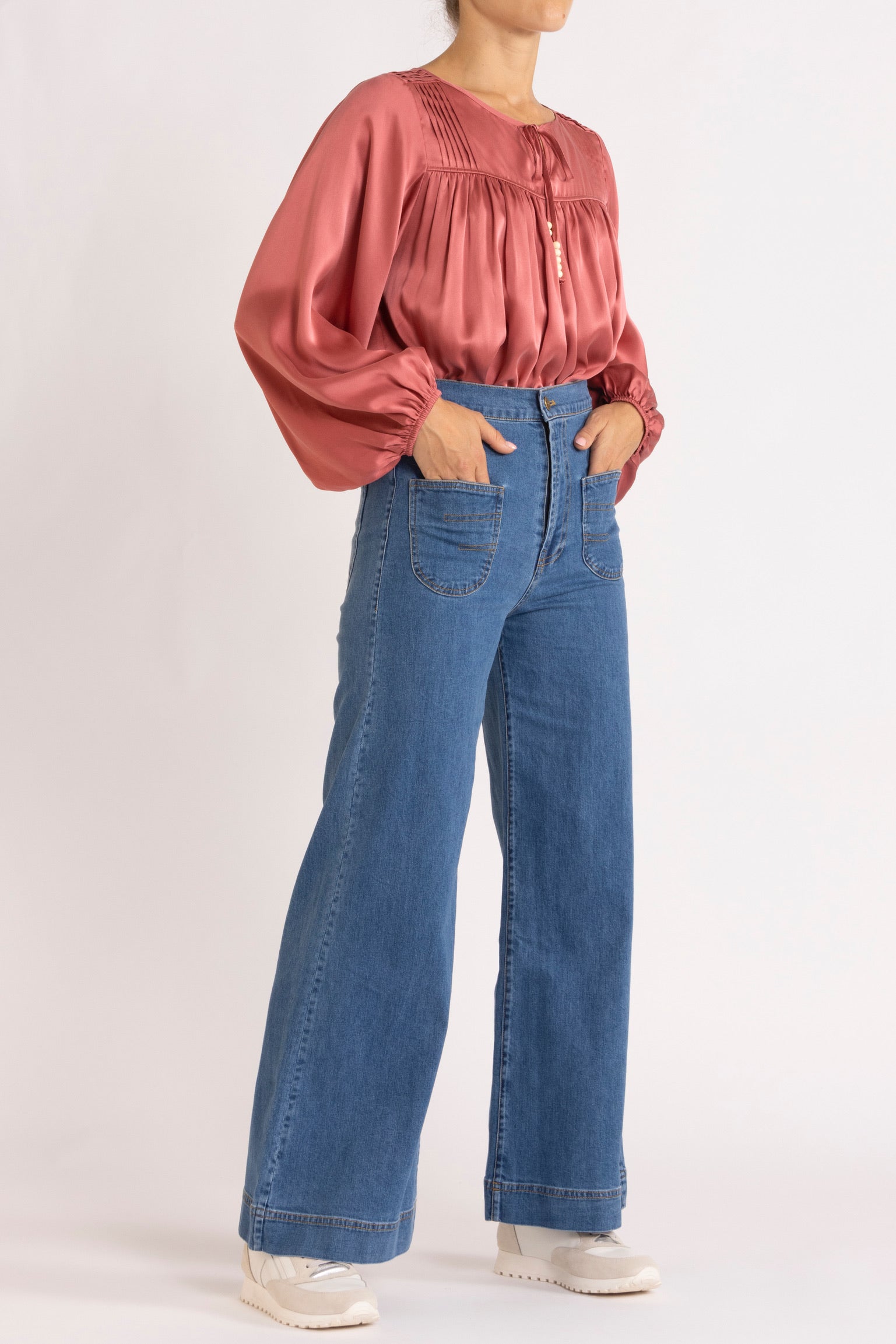 Tindra Silk Long Sleeve Top