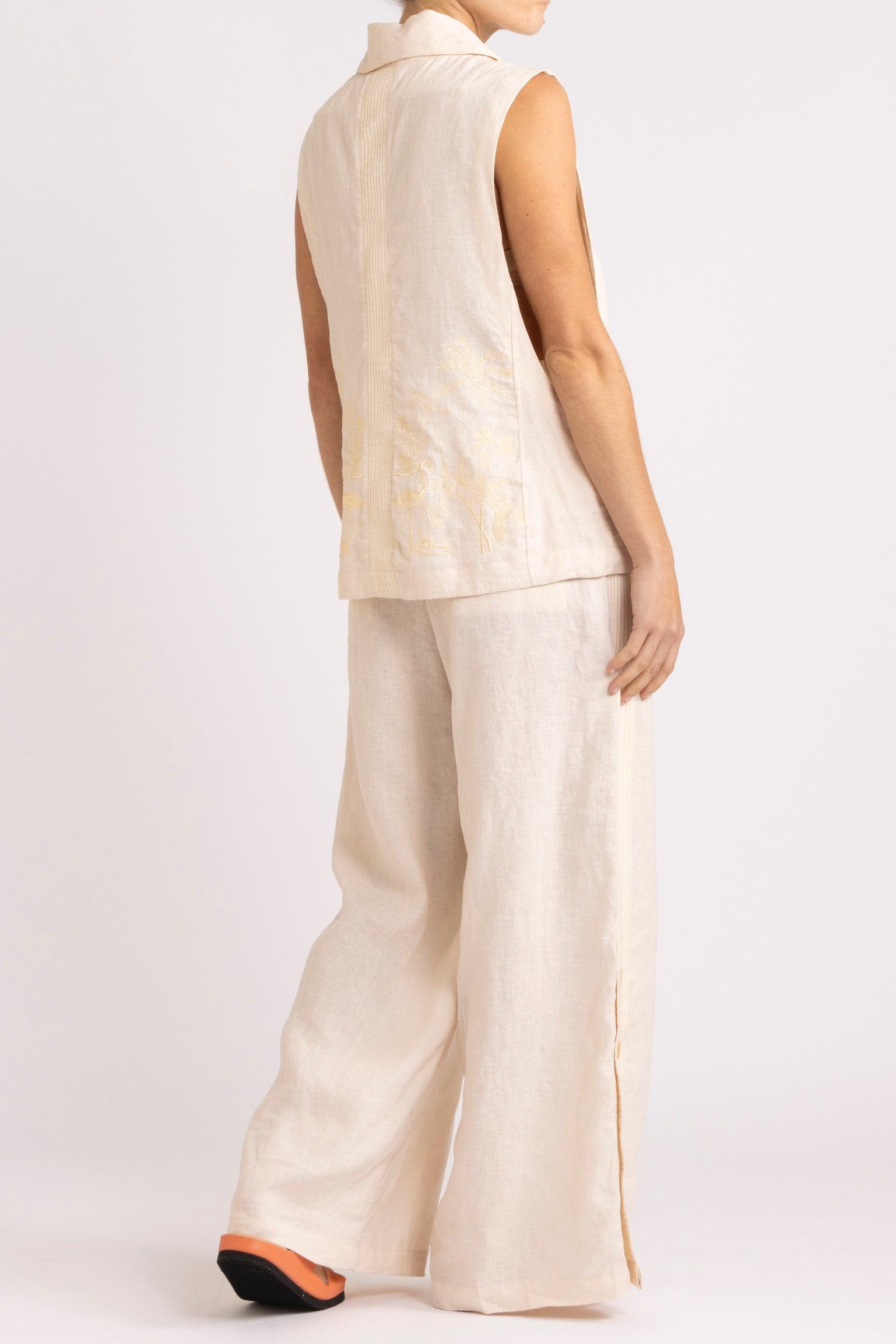 Isadora Embroidered Linen & Silk Vest
