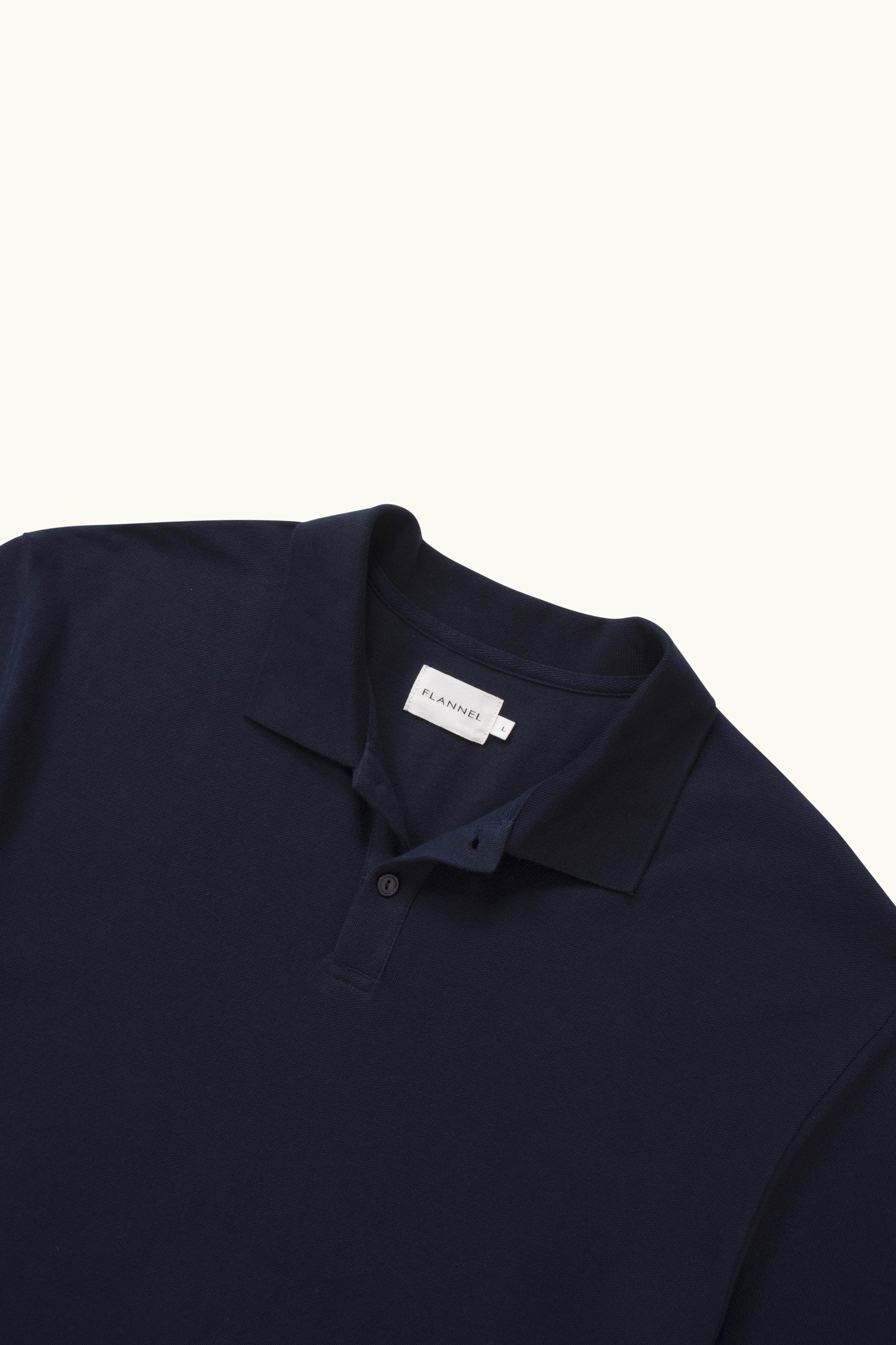Kyoto Cotton Piquet Oversized Polo Navy