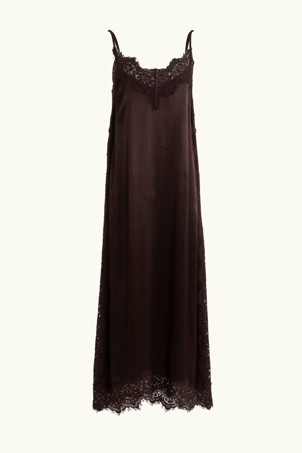 brown dress for family photos Lenny Satin Lace Slip Dress