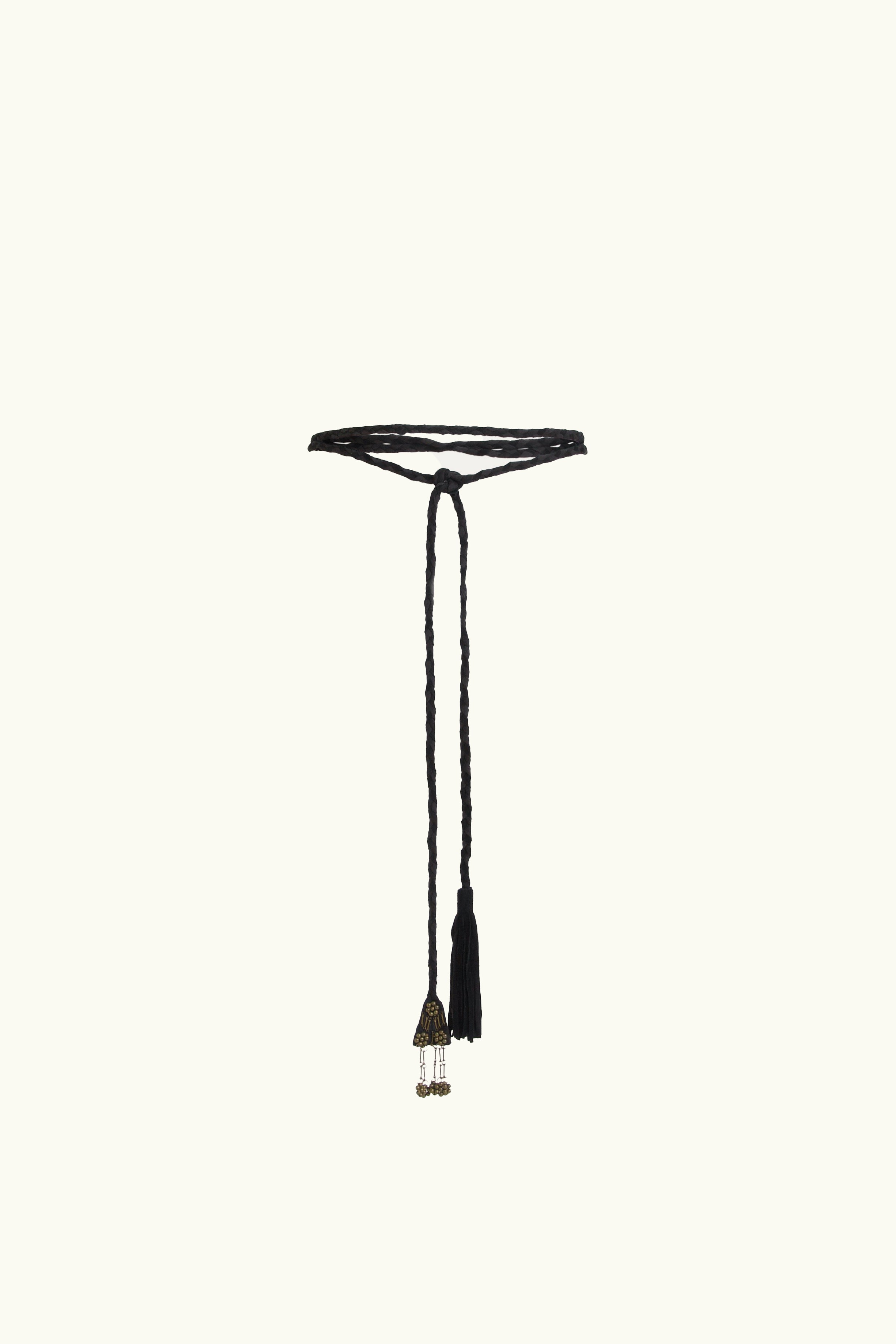 Oak Plaited Suede & Silk Chiffon Tie Belt