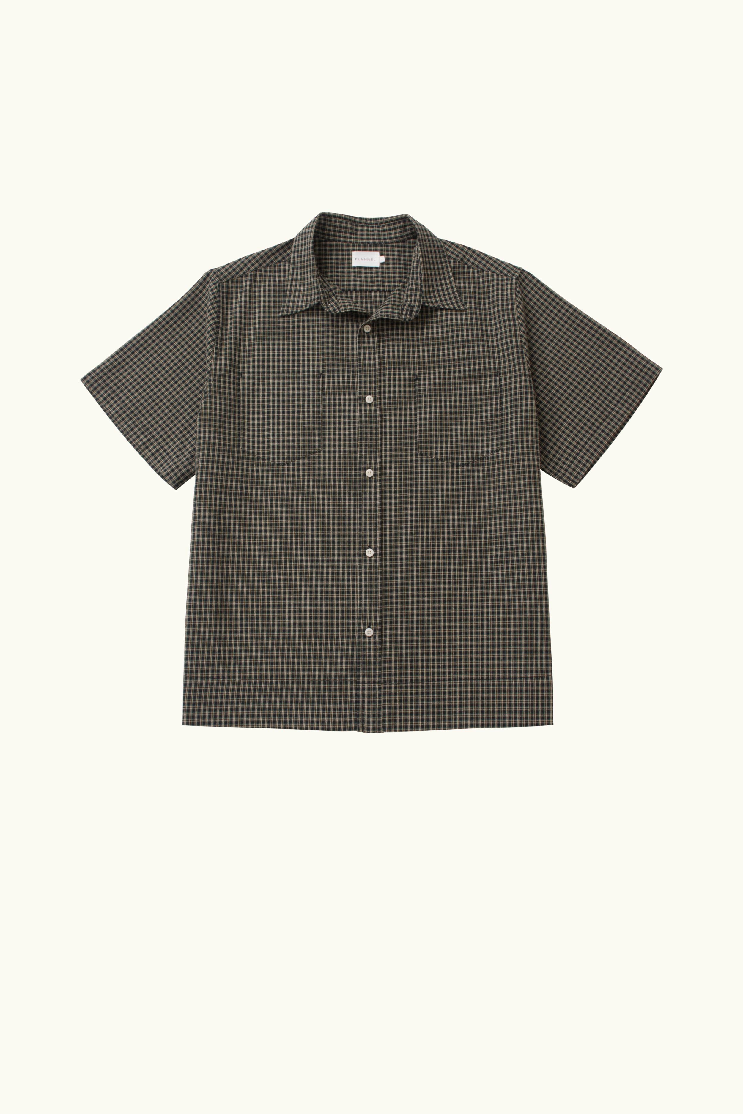 Travis Check Cotton Short Sleeve Shirt Black