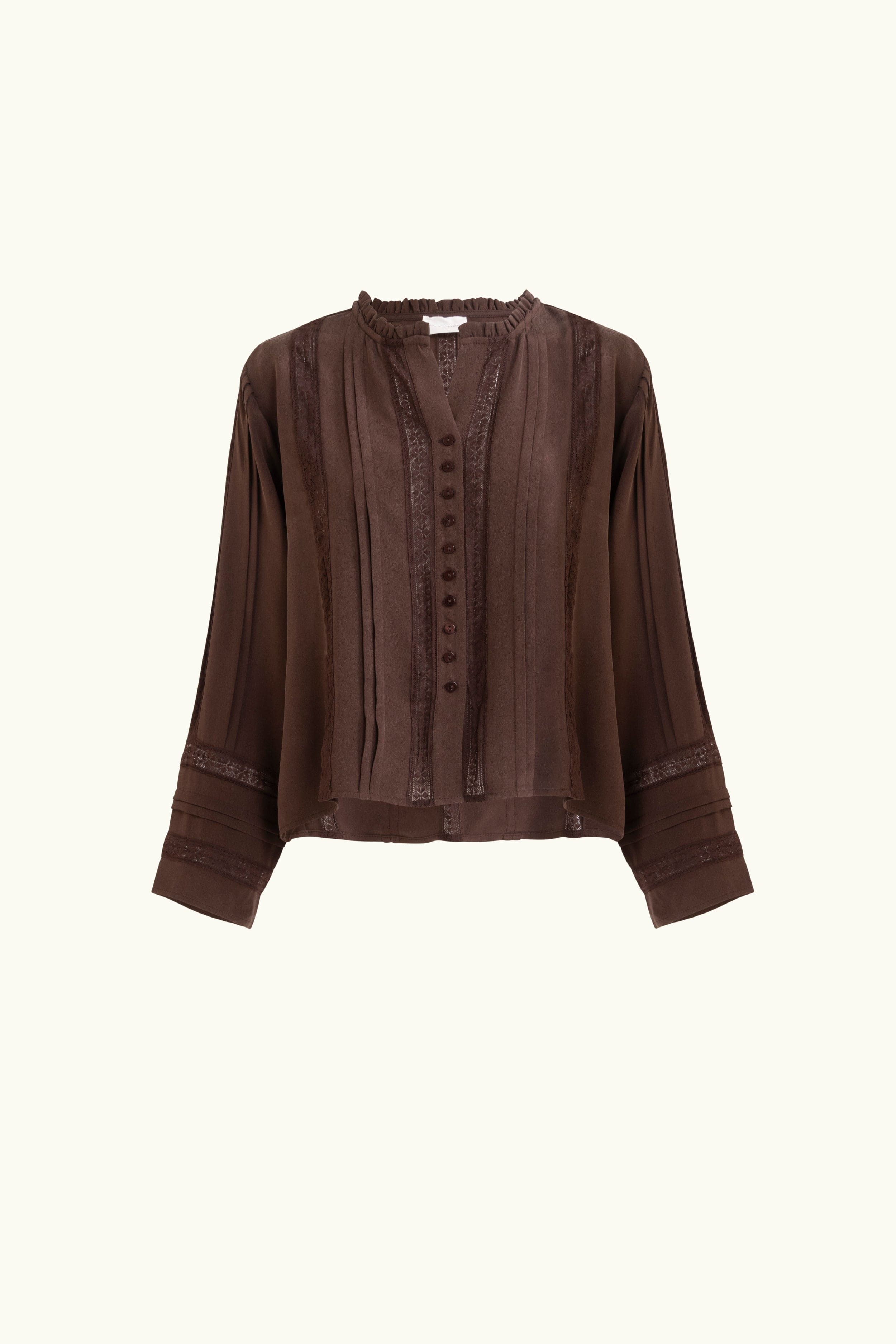 Albrey Silk Crepe Long Sleeve Top