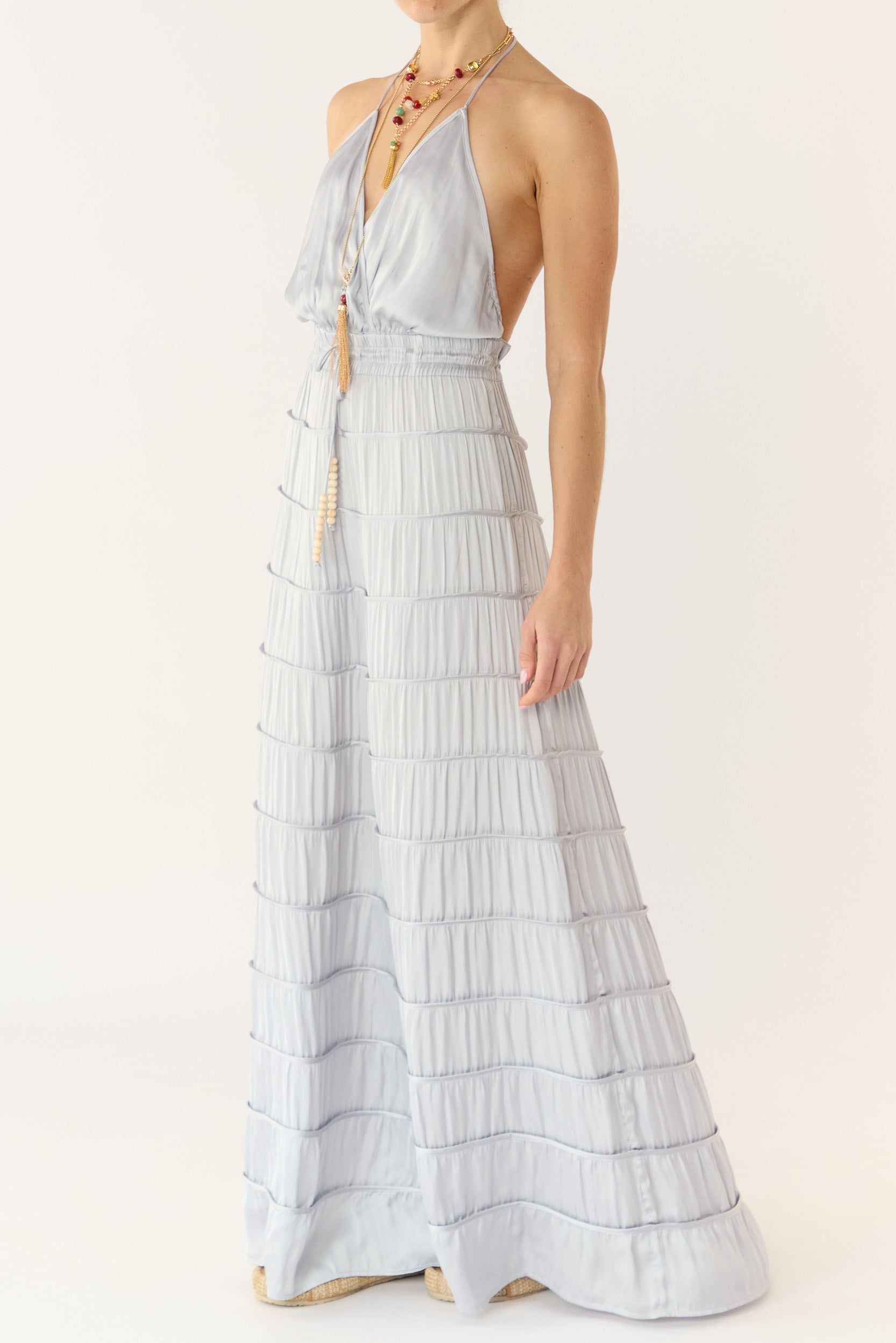 Alina Satin Halter Maxi Dress