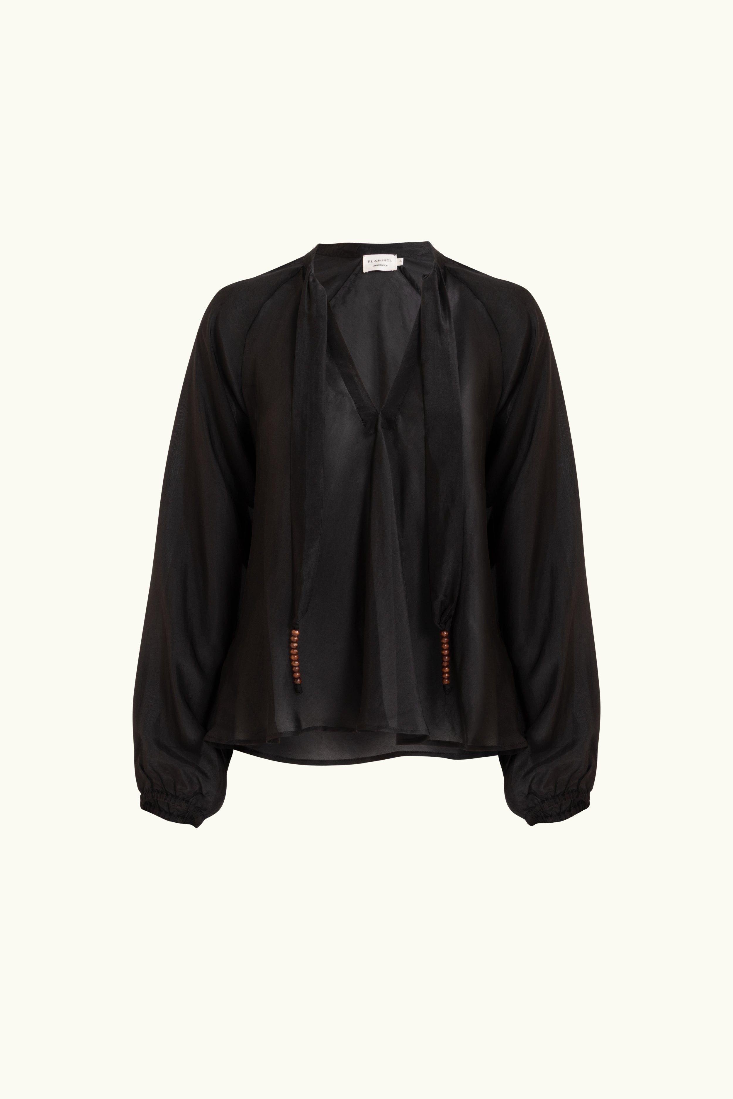Amal Silk Habotai Long Sleeve Top