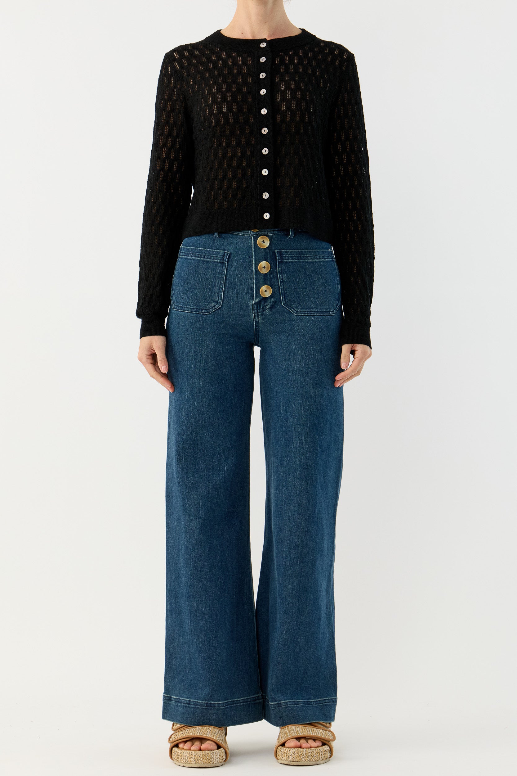 Miley Pointelle Merino Wool & Linen Cardigan
