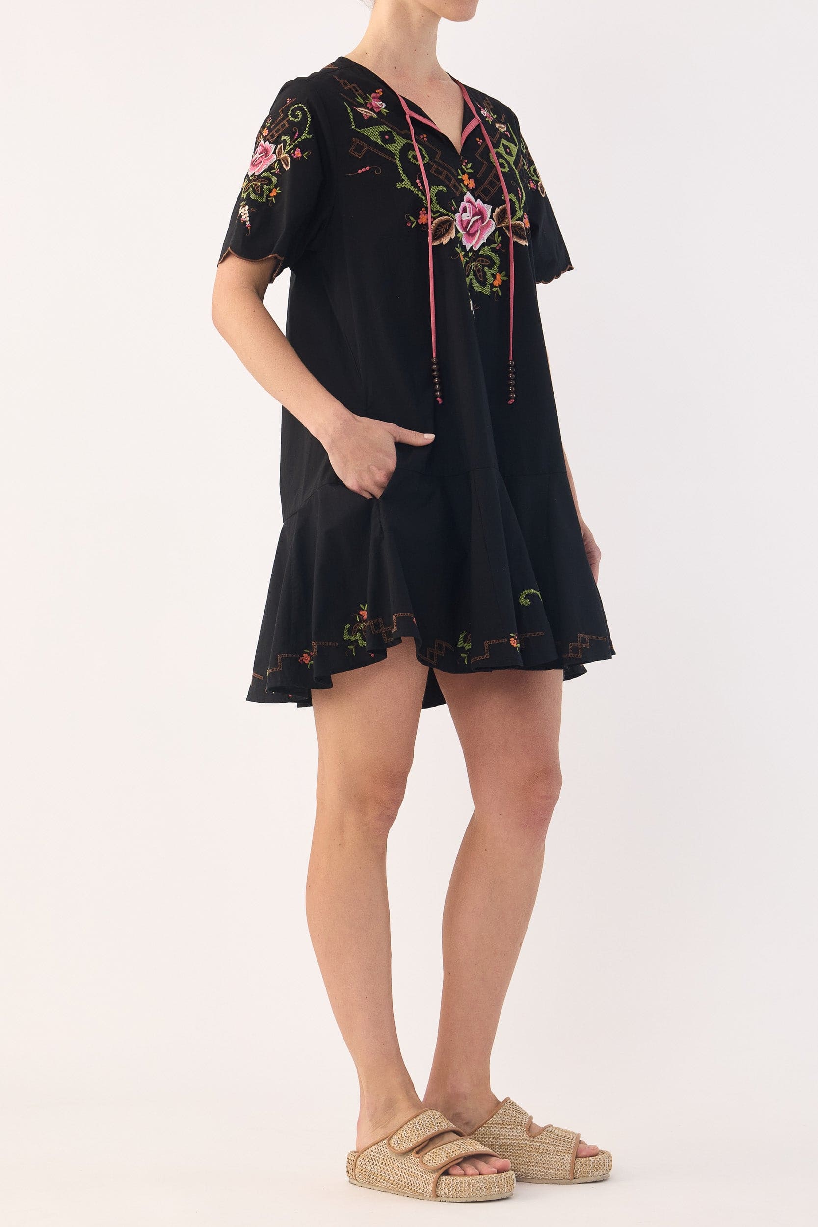 Esther Embroidered Cotton Short Dress