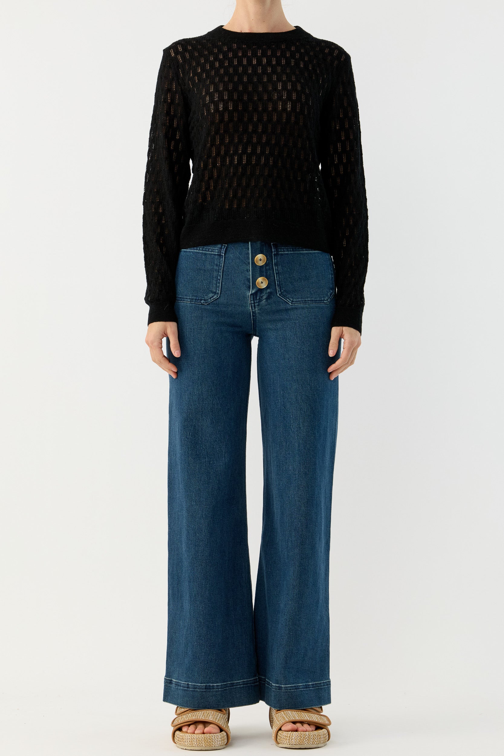 Miley Pointelle Merino Wool & Linen Sweater