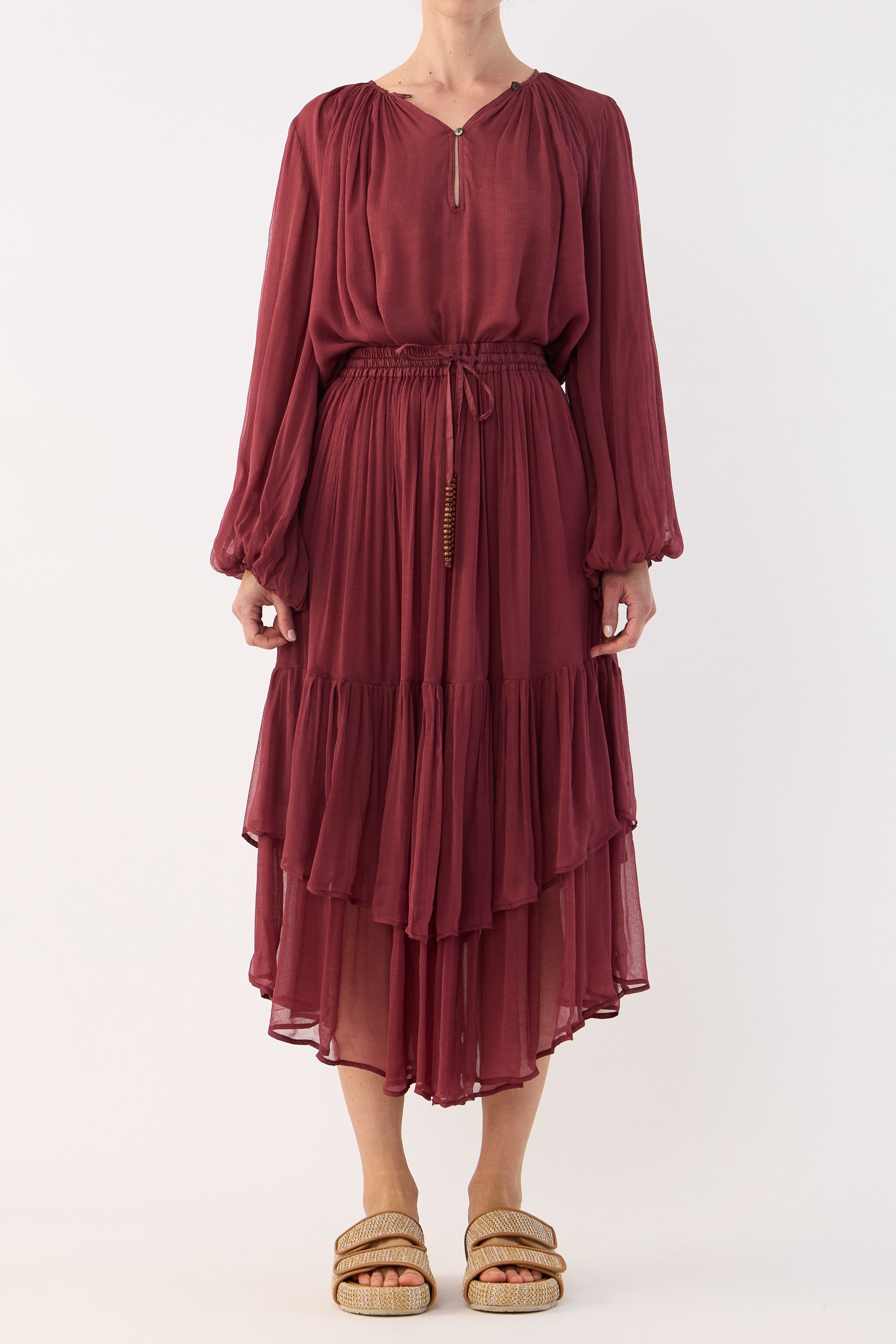 Lucinda Crinkle Chiffon Long Sleeve Top