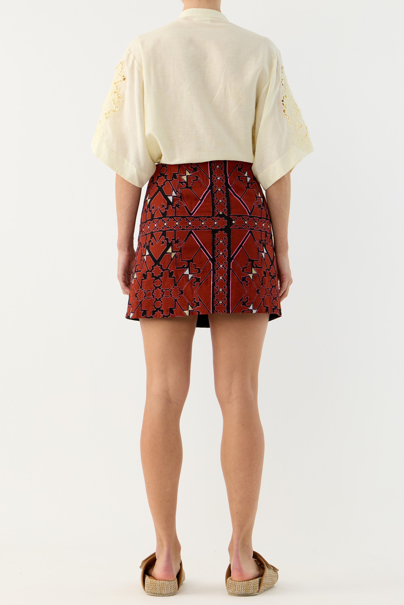 Jericho Embroidered Cotton Mini Wrap Skirt