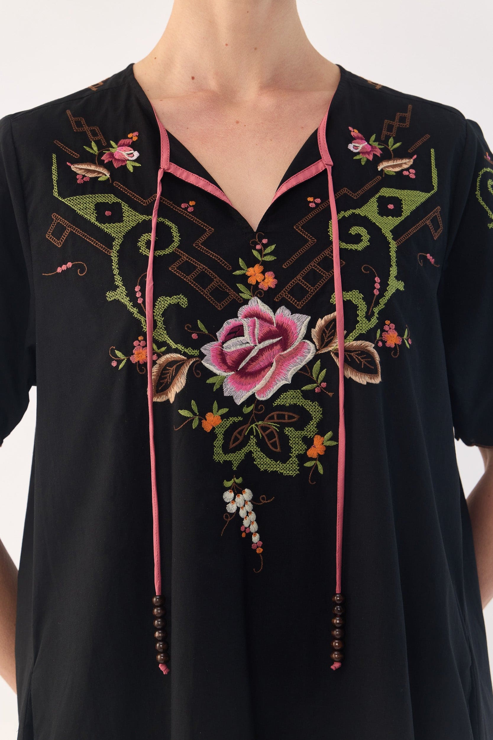 Esther Embroidered Cotton Short Dress