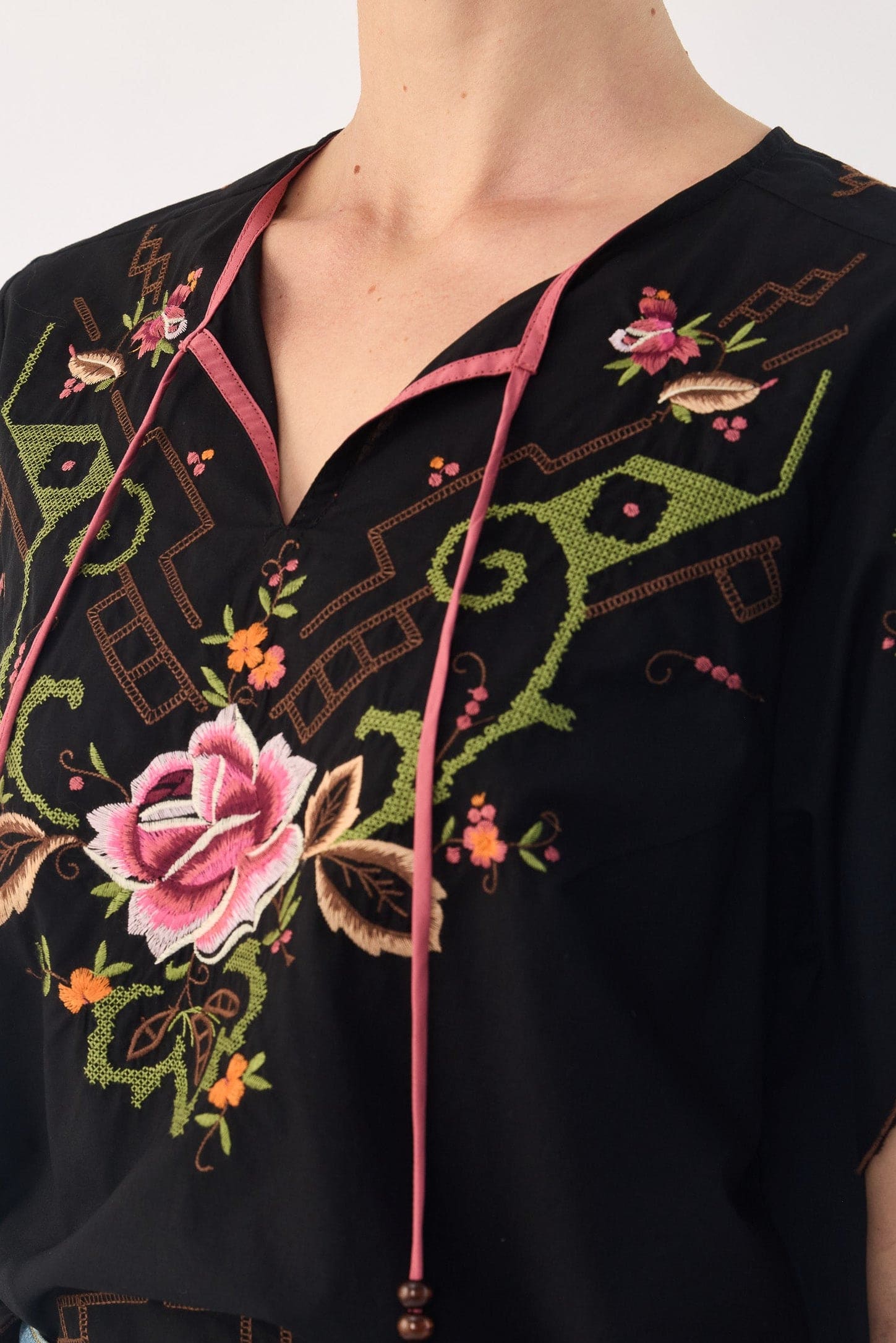 Esther Embroidered Cotton Short Sleeve Top