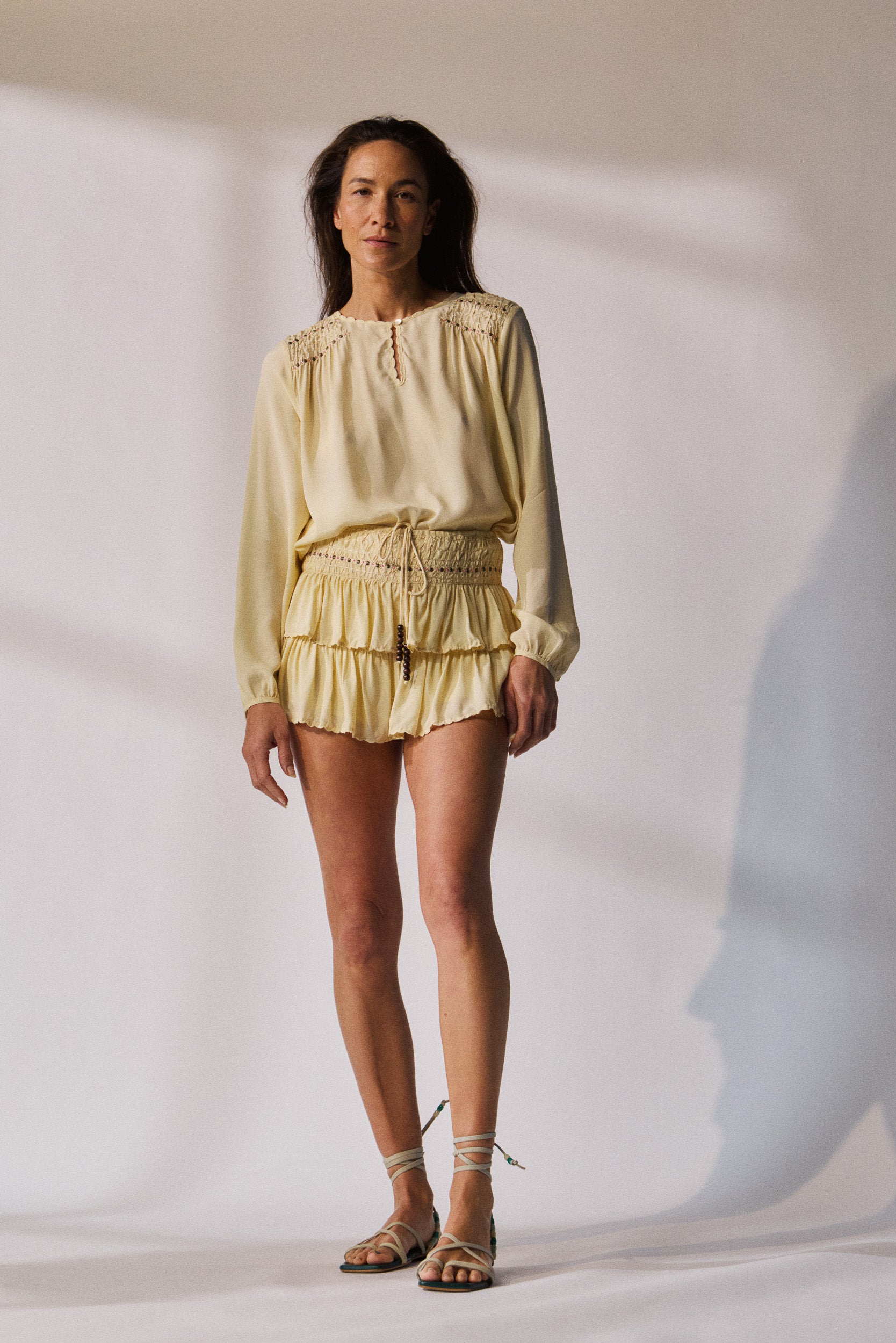 Gemini Crepe De Chine Long Sleeve Top