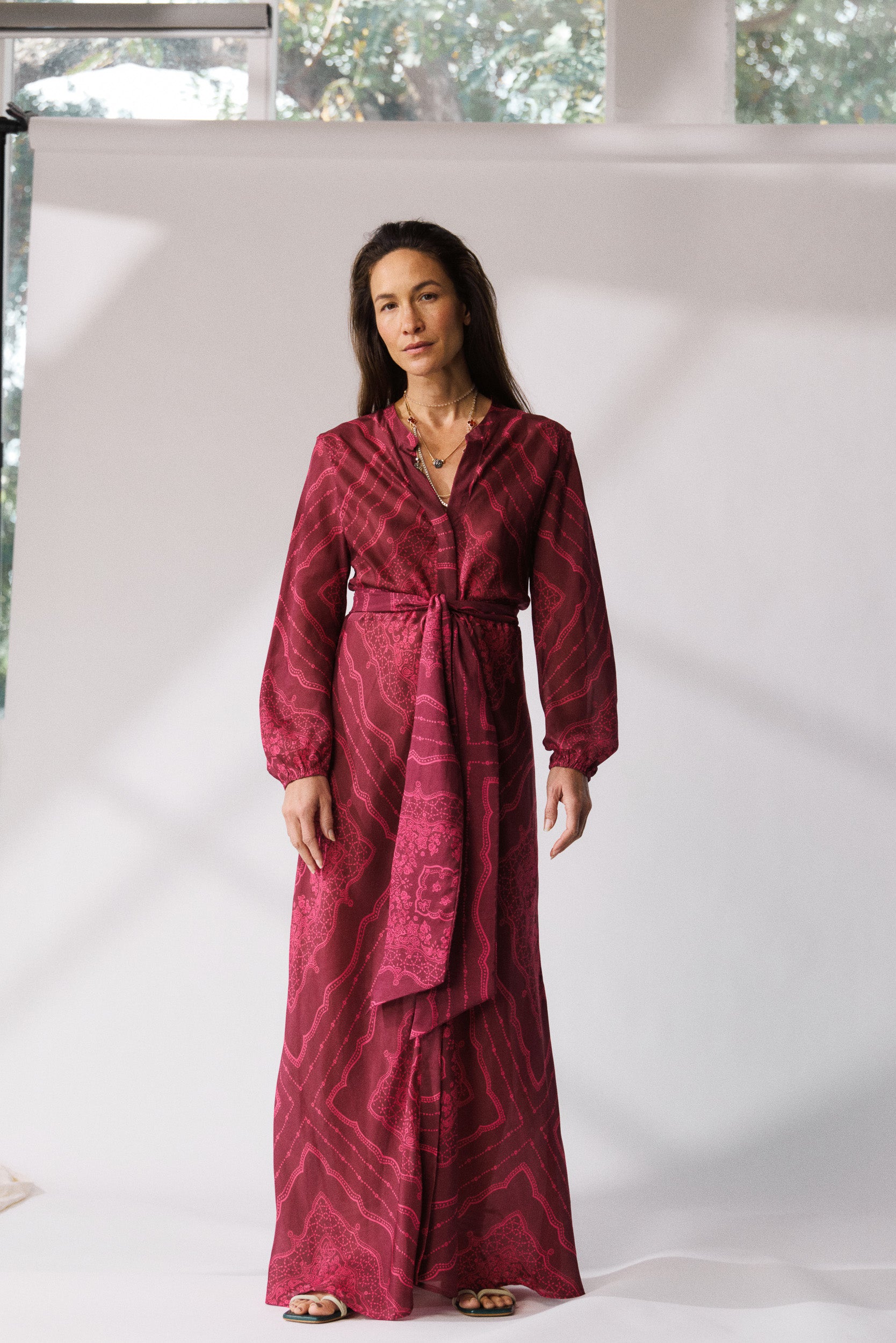 Renee Printed Silk Shirt Dress