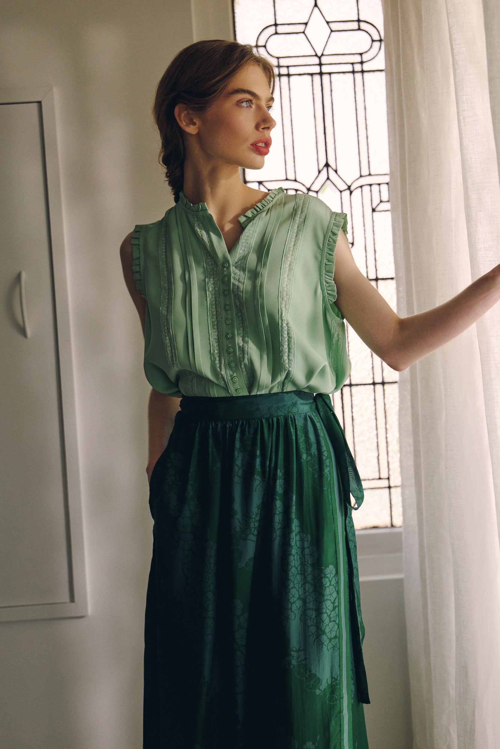 Arden Printed Silk Wrap Skirt
