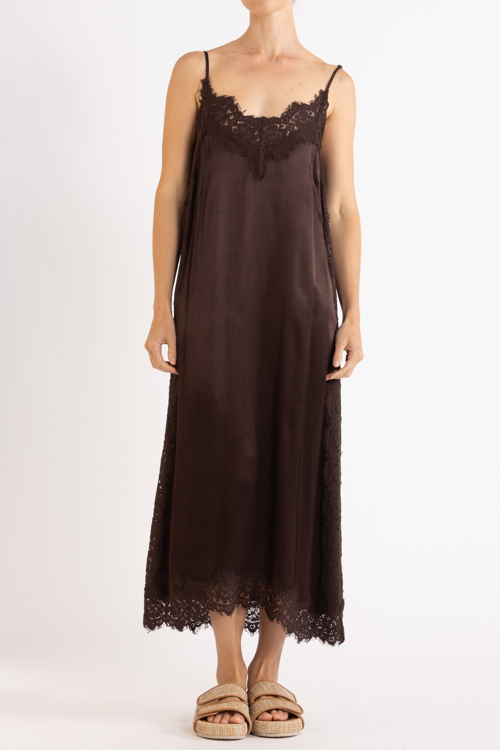 Lenny Satin Lace Slip Dress