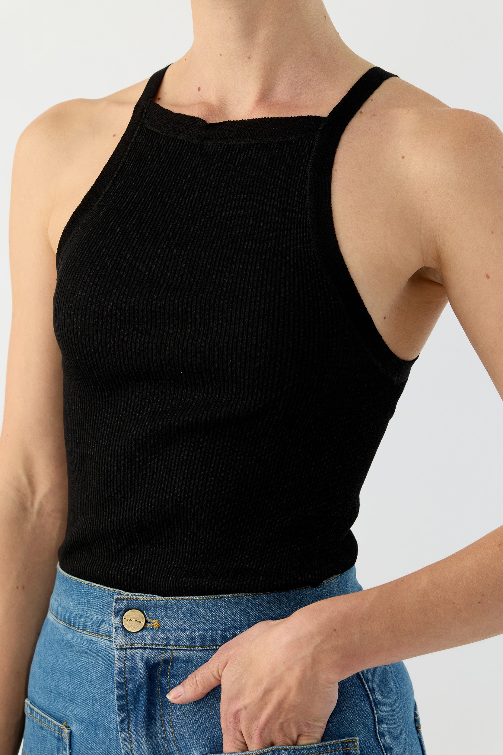 Clover Ribbed Silk-Cotton Tank | FLANNEL