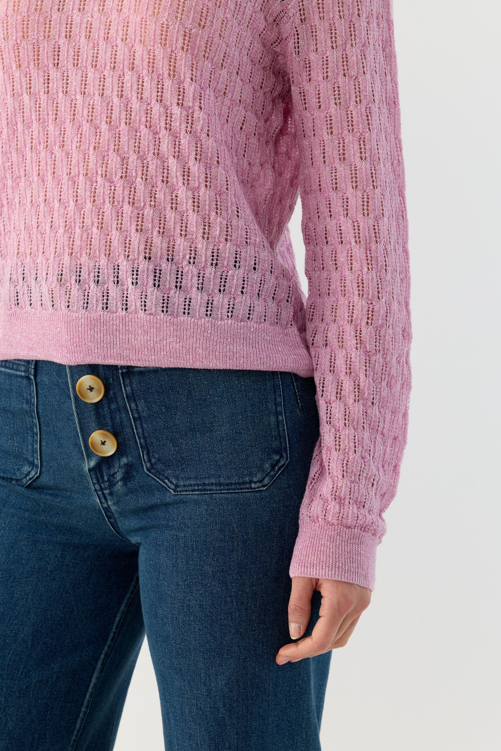Miley Pointelle Merino Wool & Linen Sweater