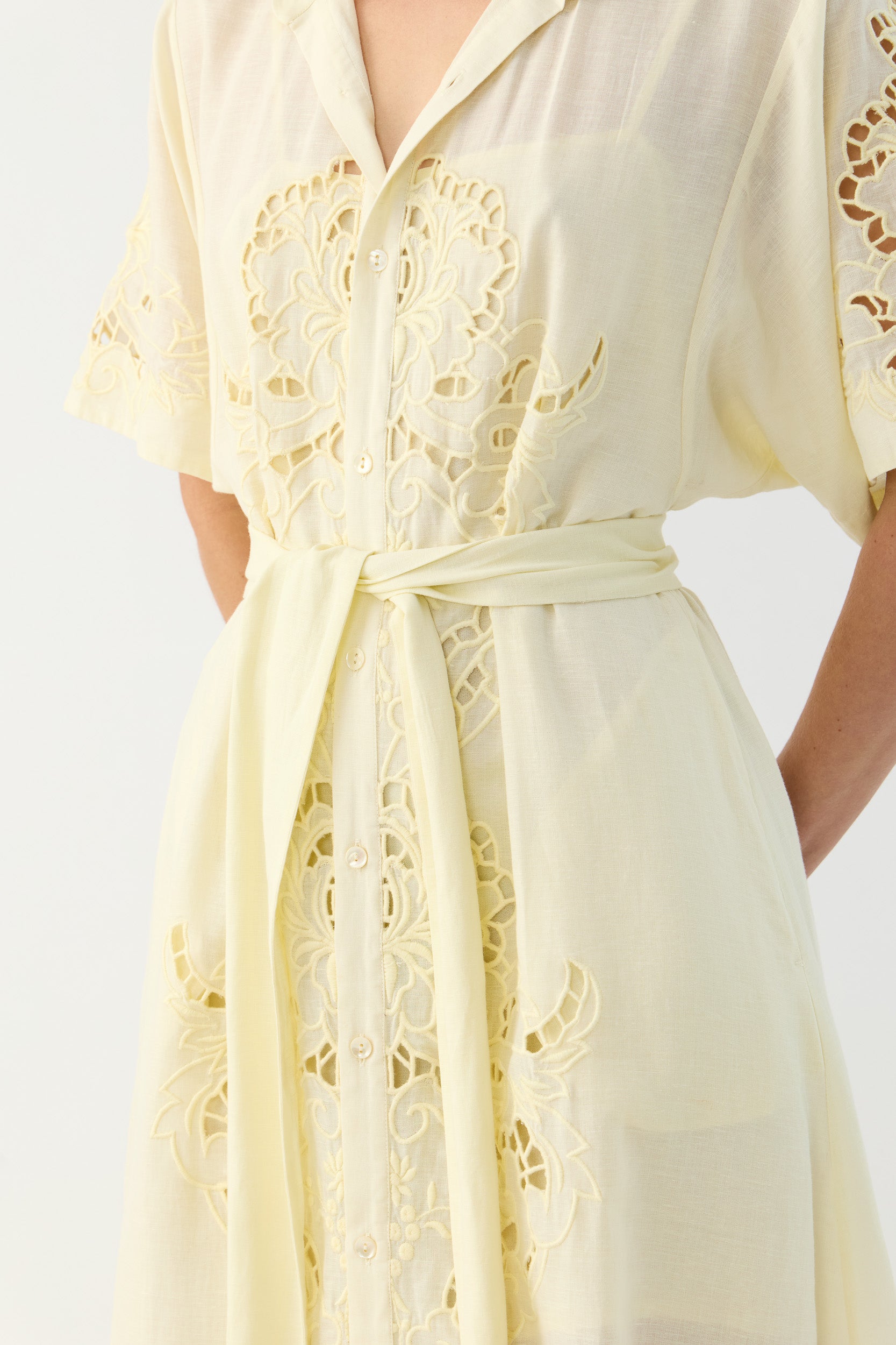 Pascal Embroidered Cutout Shirt Dress