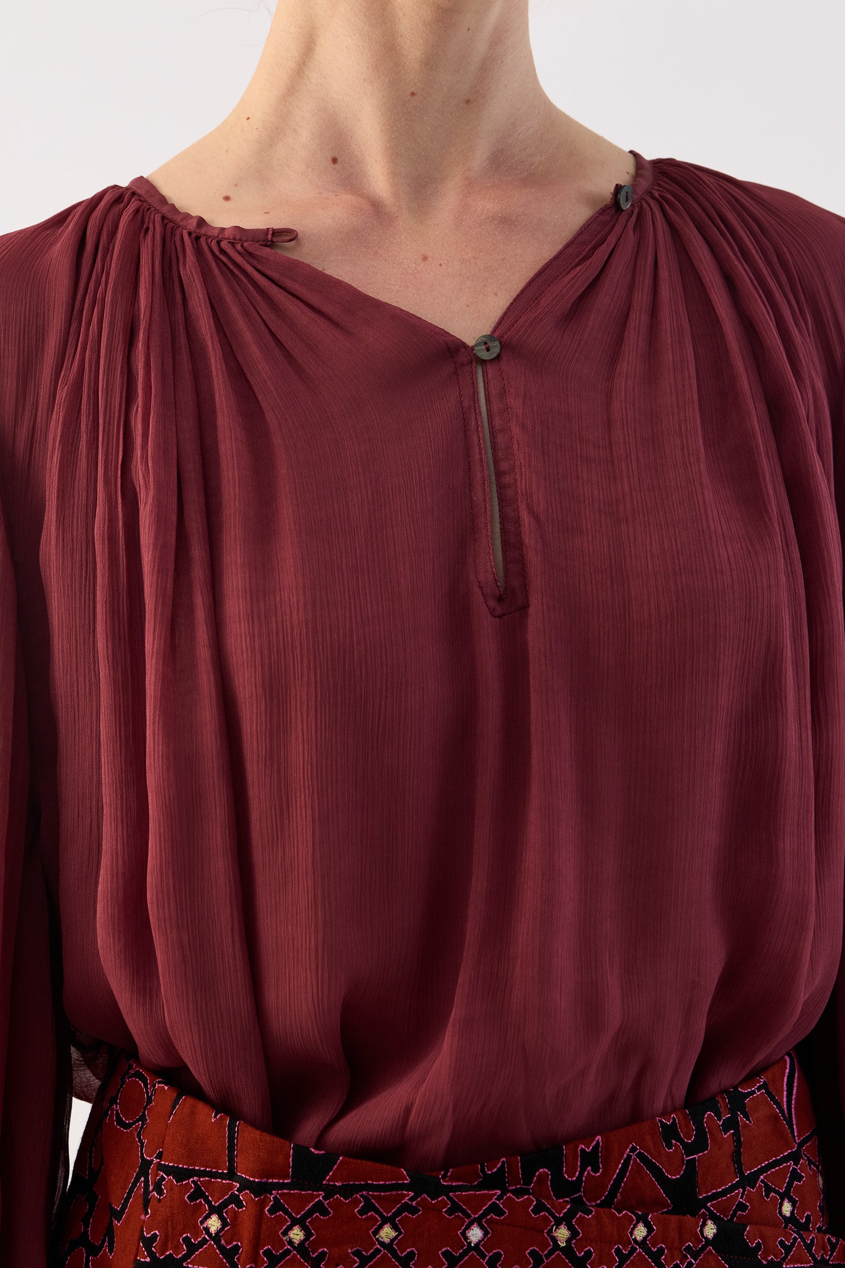 Lucinda Crinkle Chiffon Long Sleeve Top