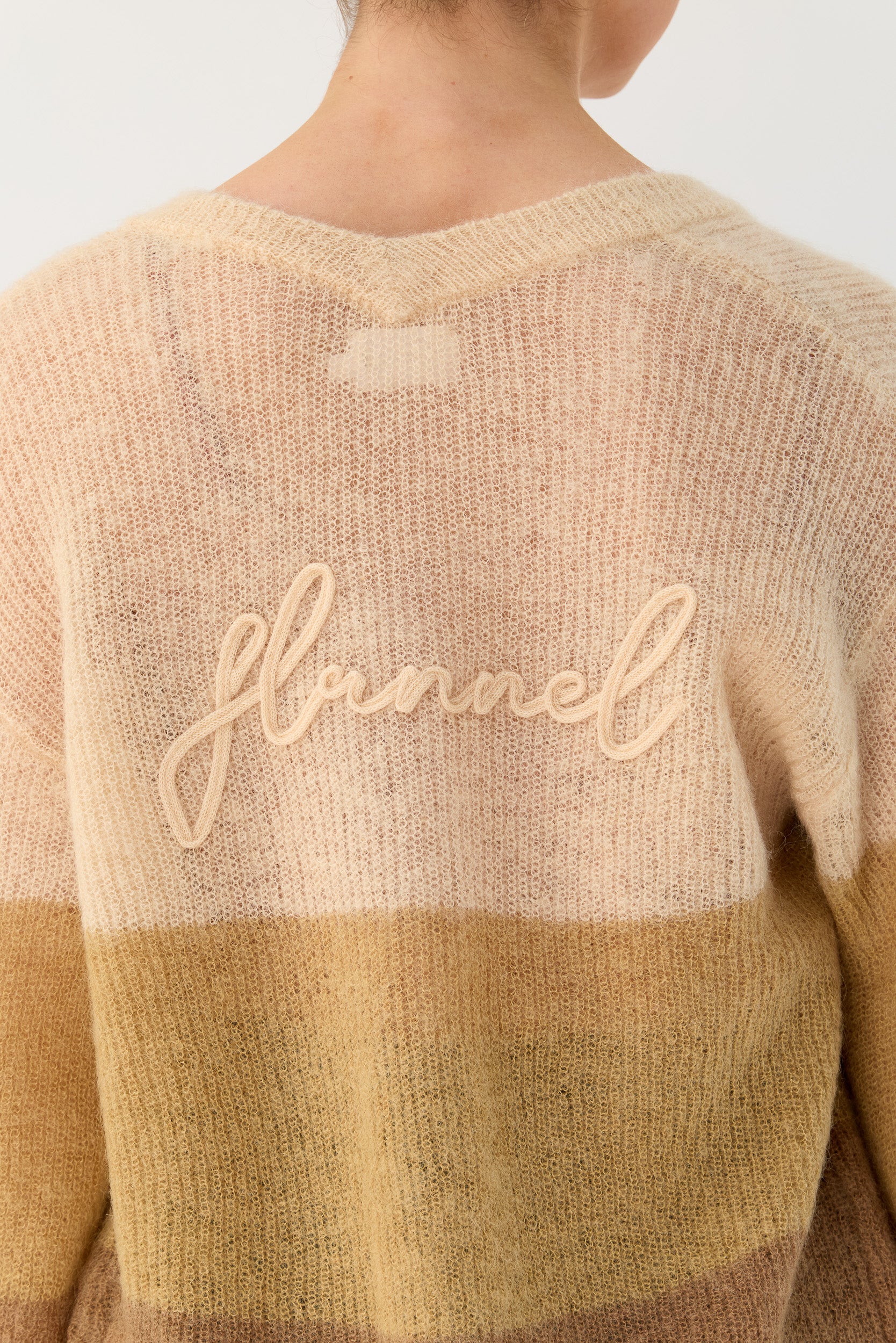 Inez Mohair-Wool Logo Knit Cardigan