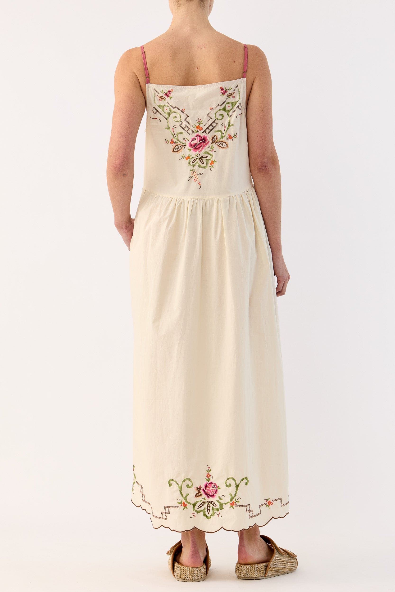 Esther Embroidered Cotton Cami Dress