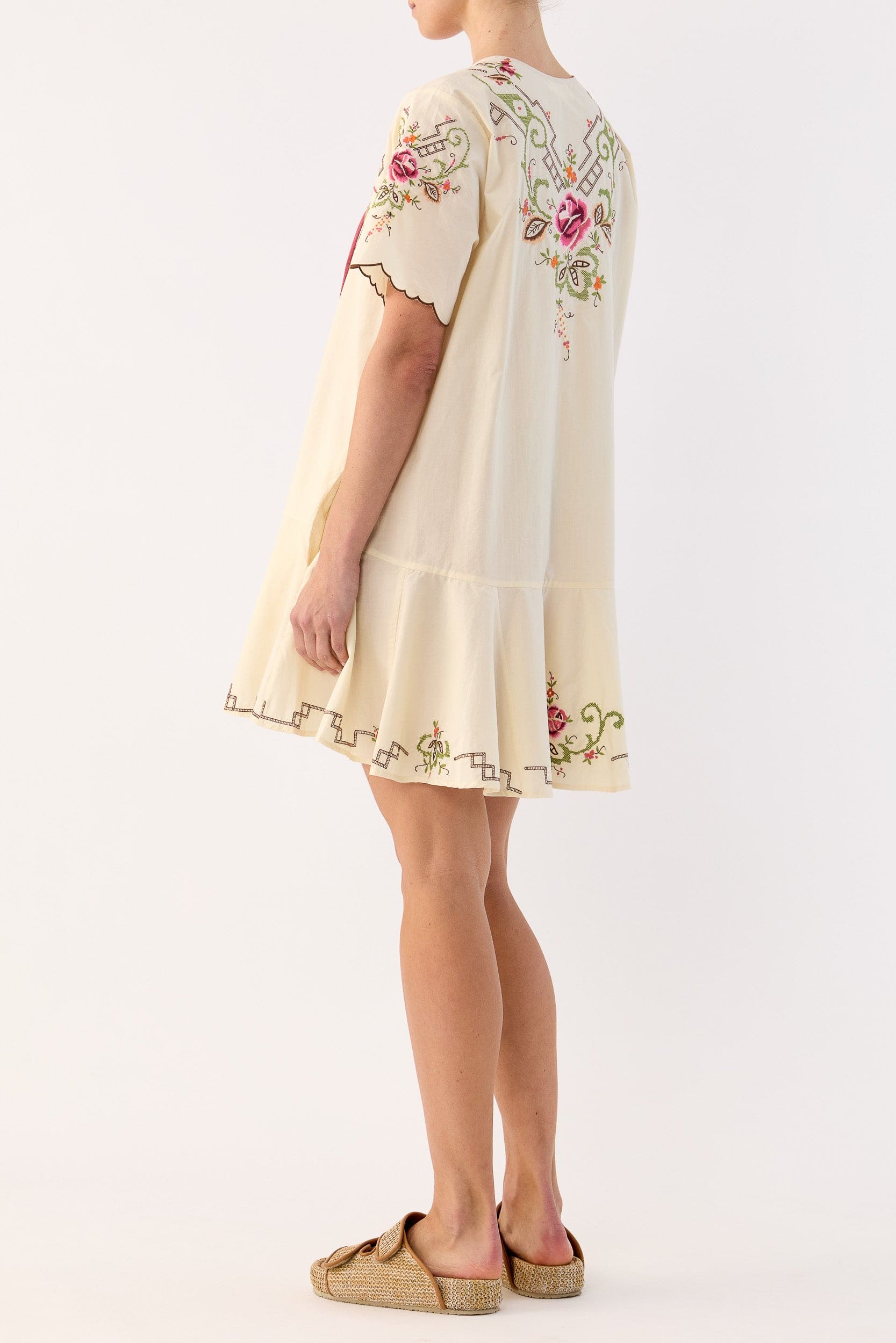 Esther Embroidered Cotton Short Dress