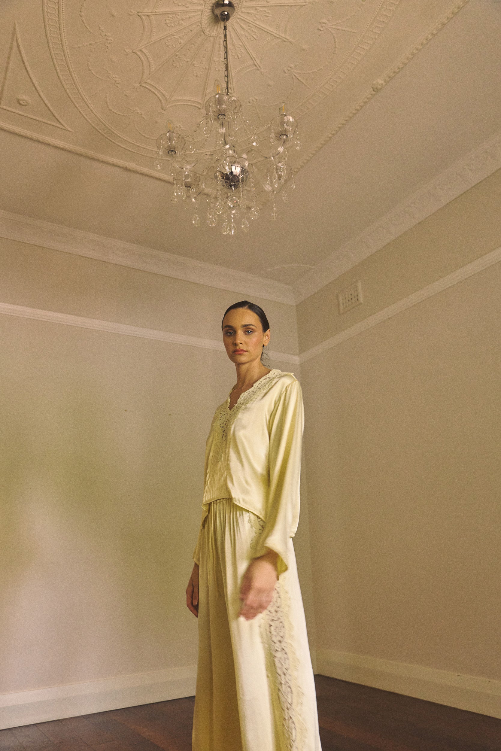 Lenny Satin Lace Long Sleeve Top