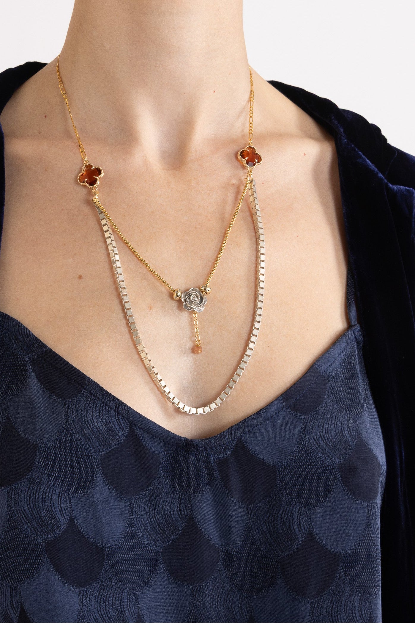 Gabbi Kelly Clover & Rose Layered necklace