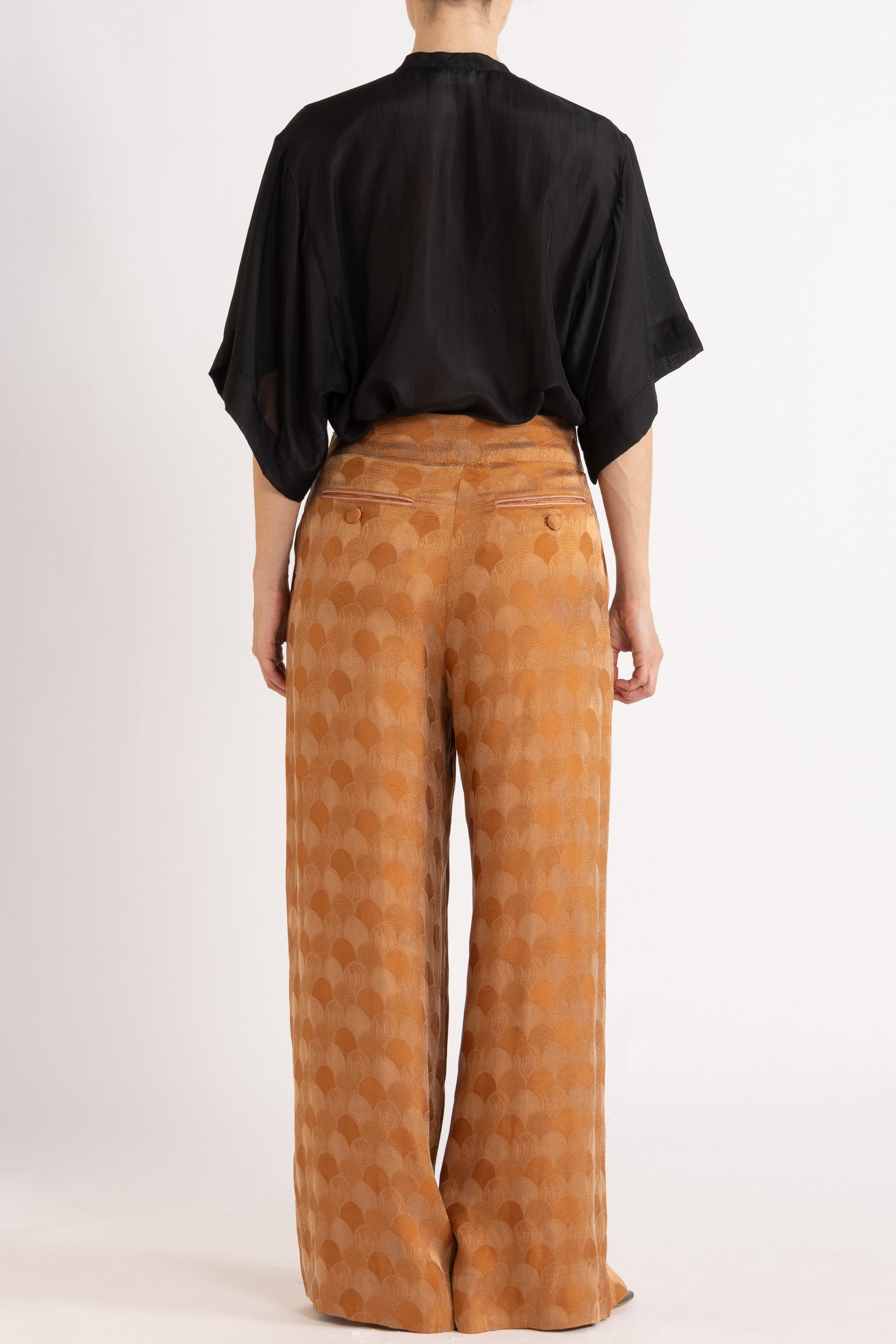 Amal Silk Habotai Short Sleeve Top