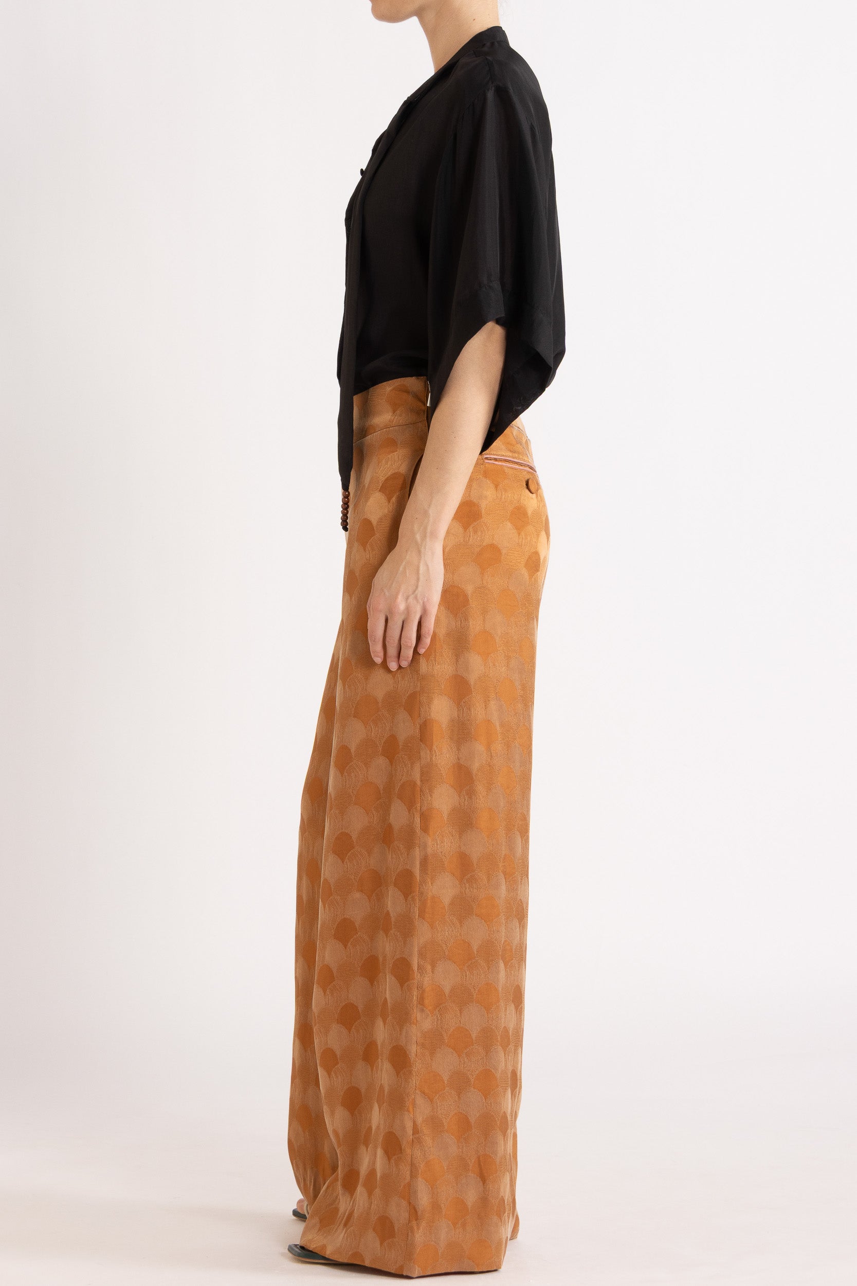 Amal Silk Habotai Short Sleeve Top