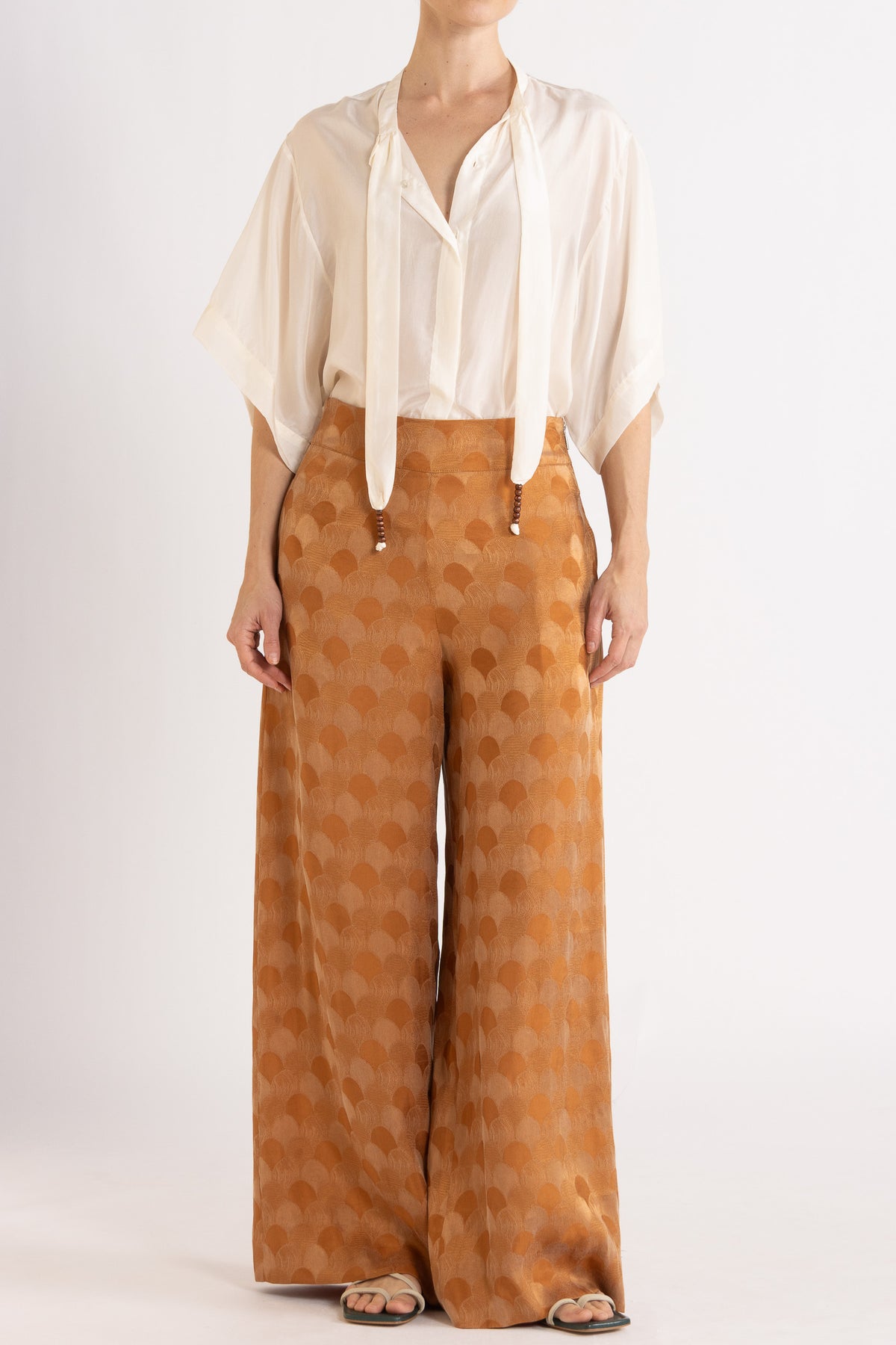 Amal Silk Habotai Short Sleeve Top