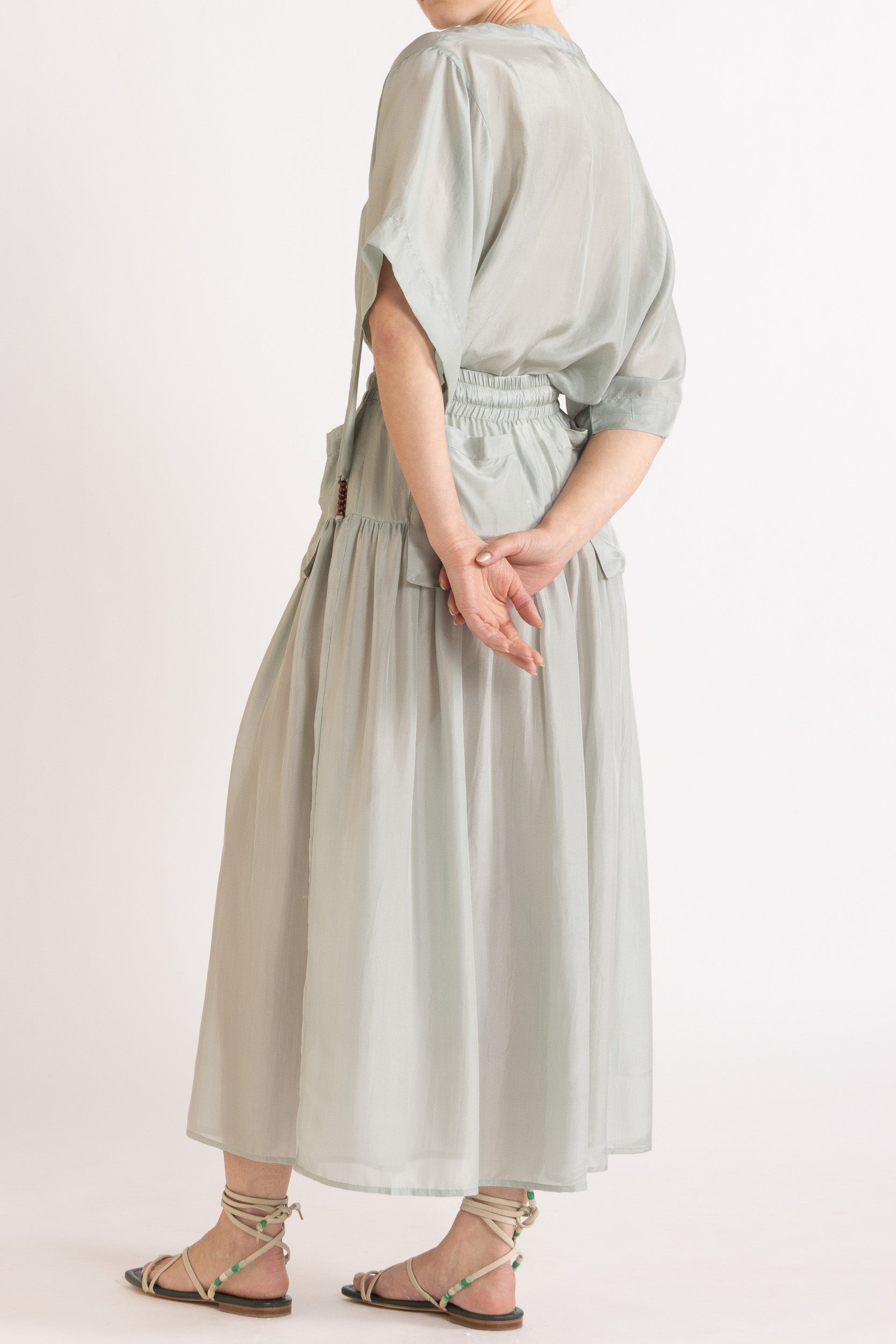 Amal Silk Habotai Short Sleeve Top